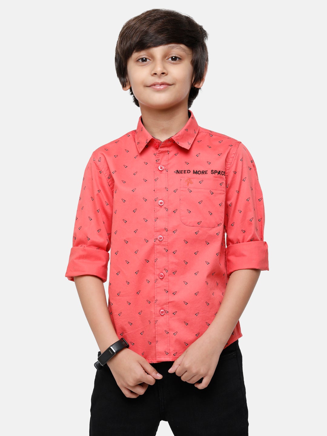 CP Boys Red Printed Full Sleeve Slim Fit Shirt Shirts Classic Polo 