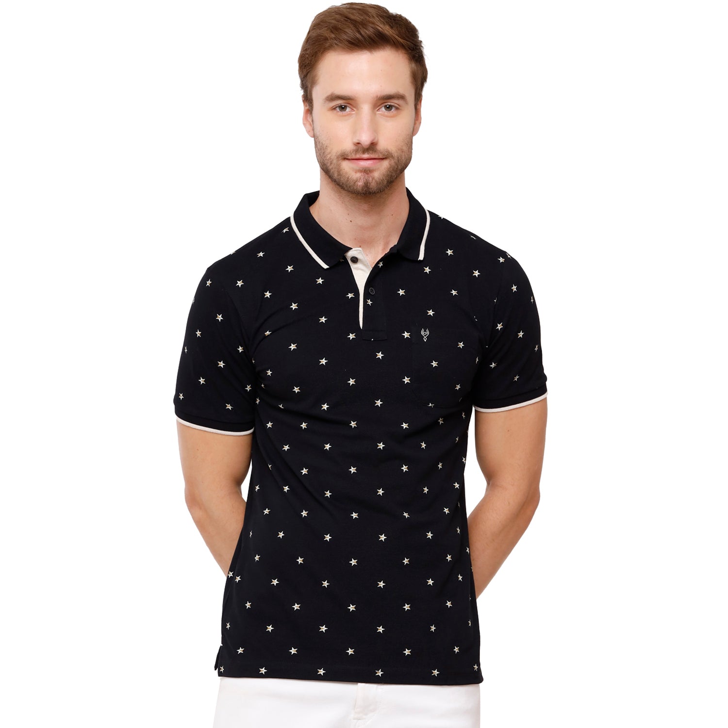 Classic Polo Mens Printed Half Sleeve Slim Fit Polo Neck T-Shirt (BEAU - 161 B SF P) T-shirt Classic Polo 