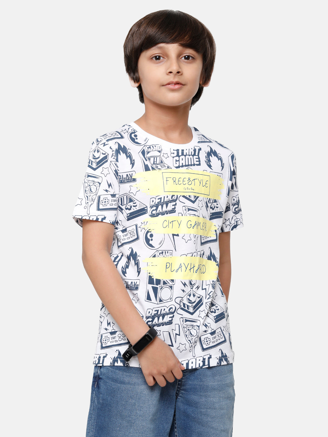 CP Boys Multicolor Printed Slim Fit Round Neck T-Shirt T-shirt Classic Polo 