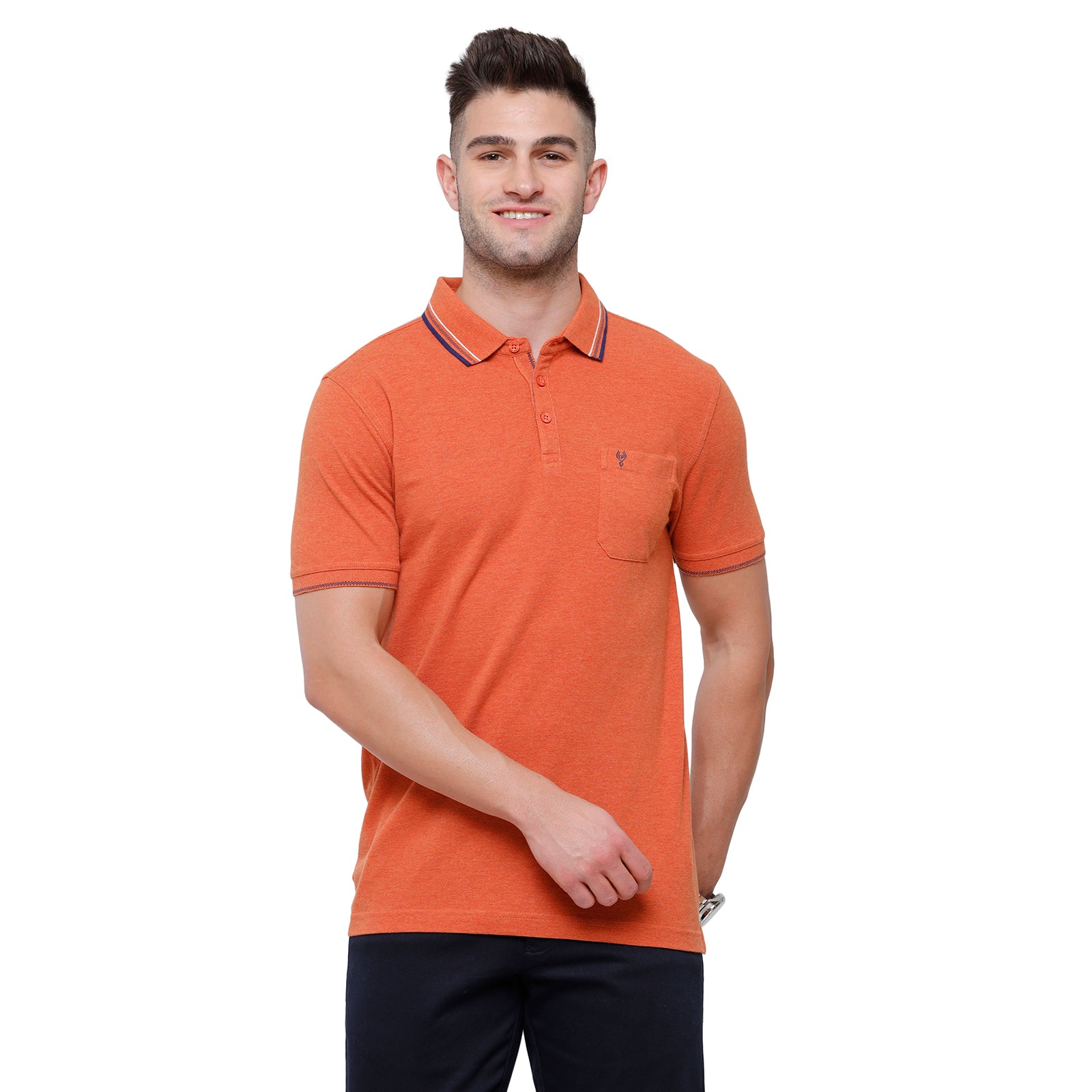 Classic polo Men's Orange Melange Polo Half Sleeve Slim Fit T-Shirt - Toza-Orange Mel T-shirt Classic Polo 