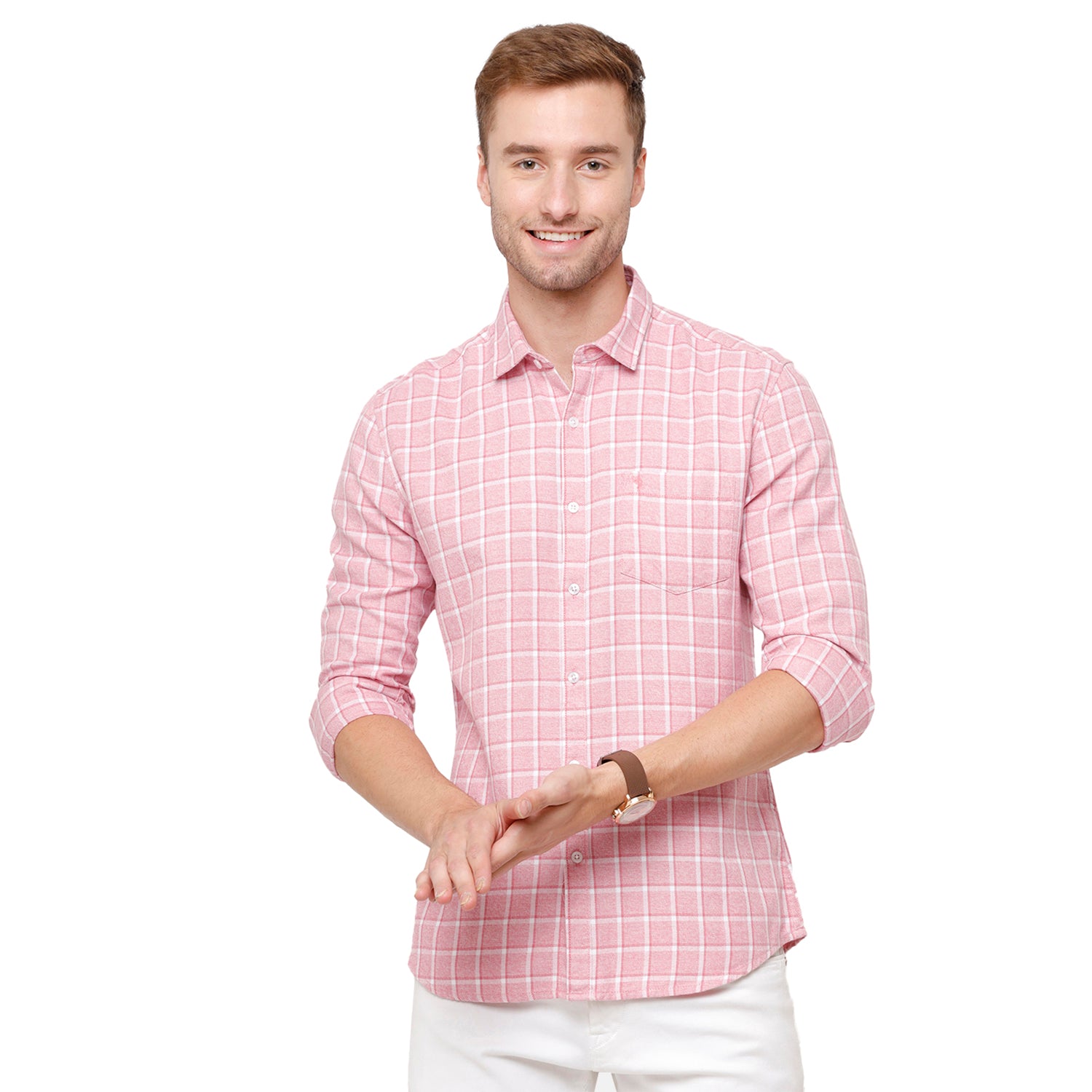 Swiss Club Men's Pink Checkered Slim Fit Casual Half Sleeve Shirt - S-SC-89 B Shirts Swiss Club 