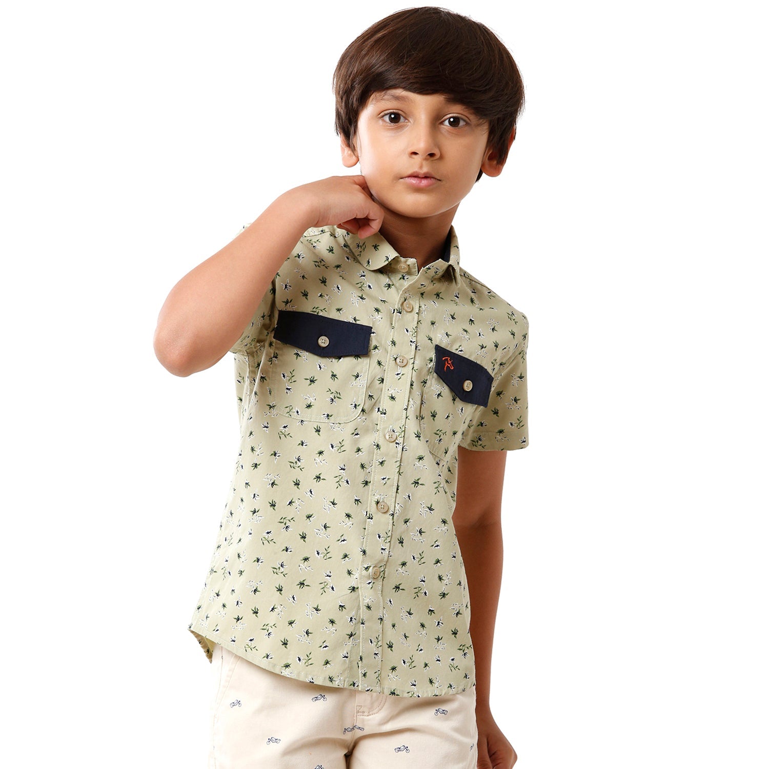 Classic Polo Bro Boys Printed Half Sleeve Slim Fit Light Green Color Shirt - BBSH S2 07 B Shirts Classic Polo 