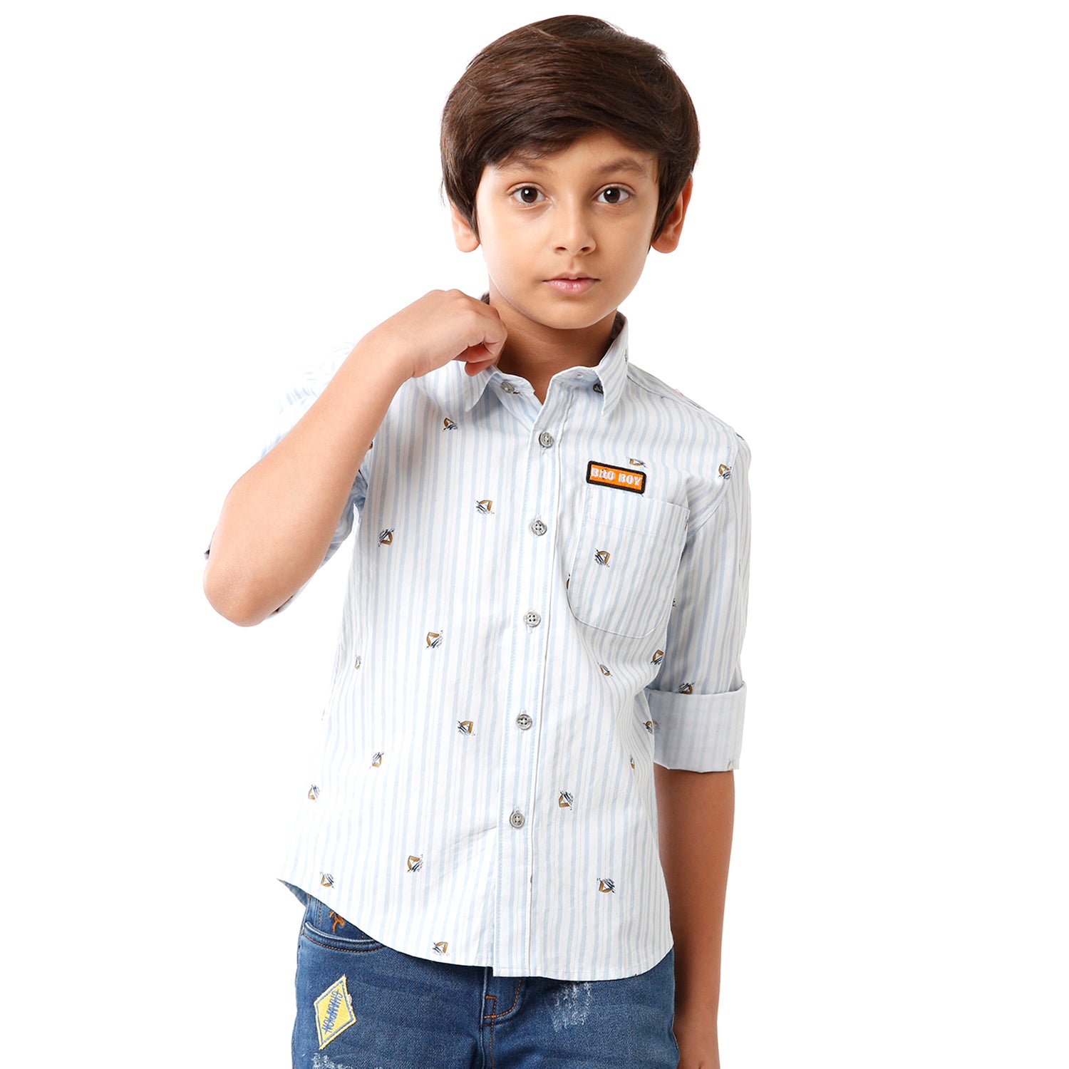 Classic Polo Bro Boys Printed Full Sleeve Slim Fit White Color Shirt - BBSH S2 02 A Classic Polo 