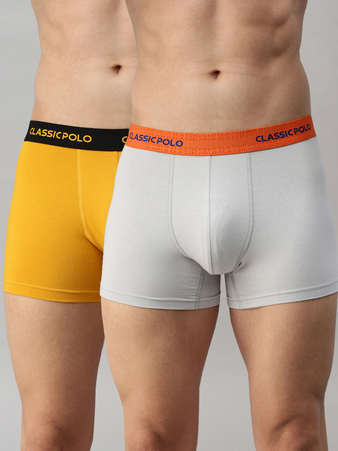 Classic Polo Men's Modal Solid Trunks | Glance - Yellow & Grey (Pack of 2)