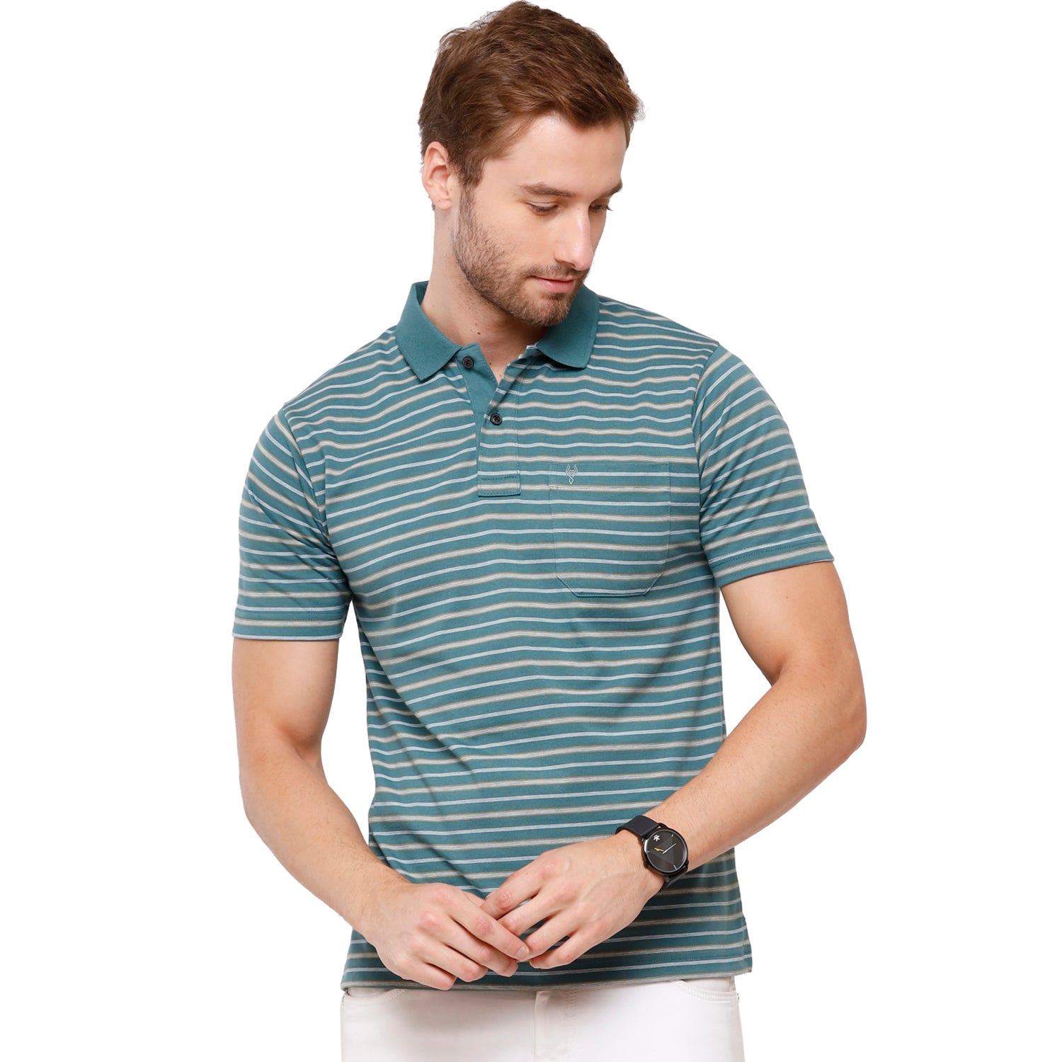 Classic Polo Mens Stripped Half Sleeve Authentic Fit Polo Neck T-Shirt (FEEDERS - 197 B AF P) T-shirt Classic Polo 