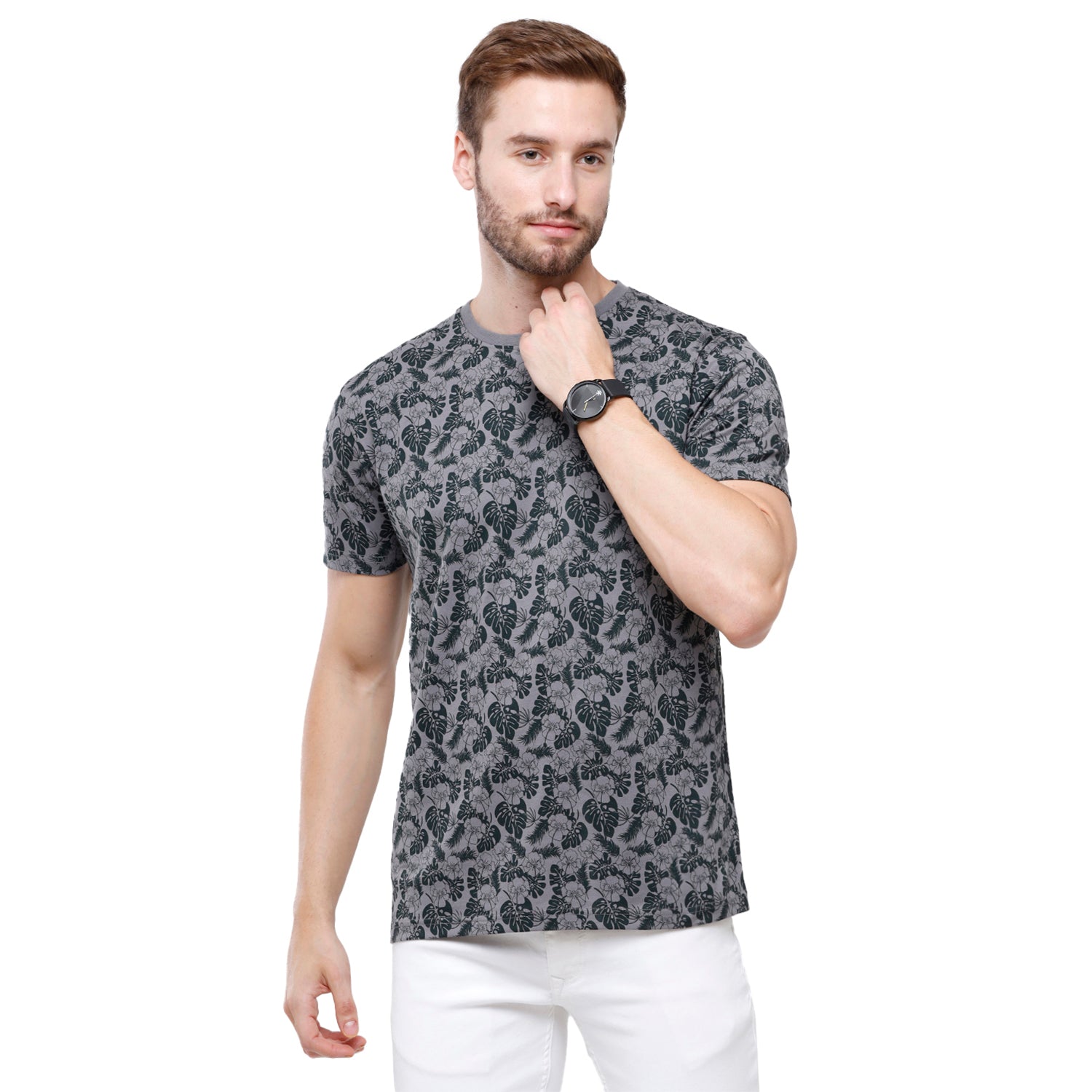 Swiss Club Mens Black Printed Slim Fit Half Sleeve Round Neck T-Shirt (CUB - 55 B SF C) T-shirt Swiss Club 