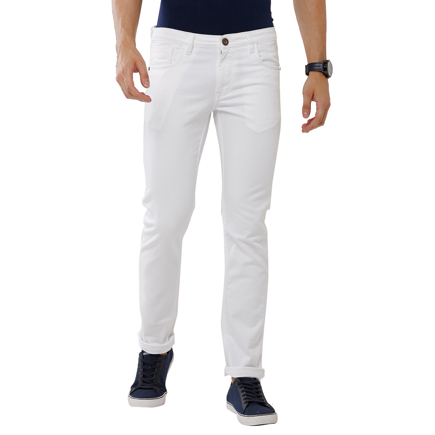 Classic Polo Mens 100% Cotton Solid Slim Fit White Color Denim (CPDN1-01 A-WHT-SL-LY) Jeans Classic Polo 