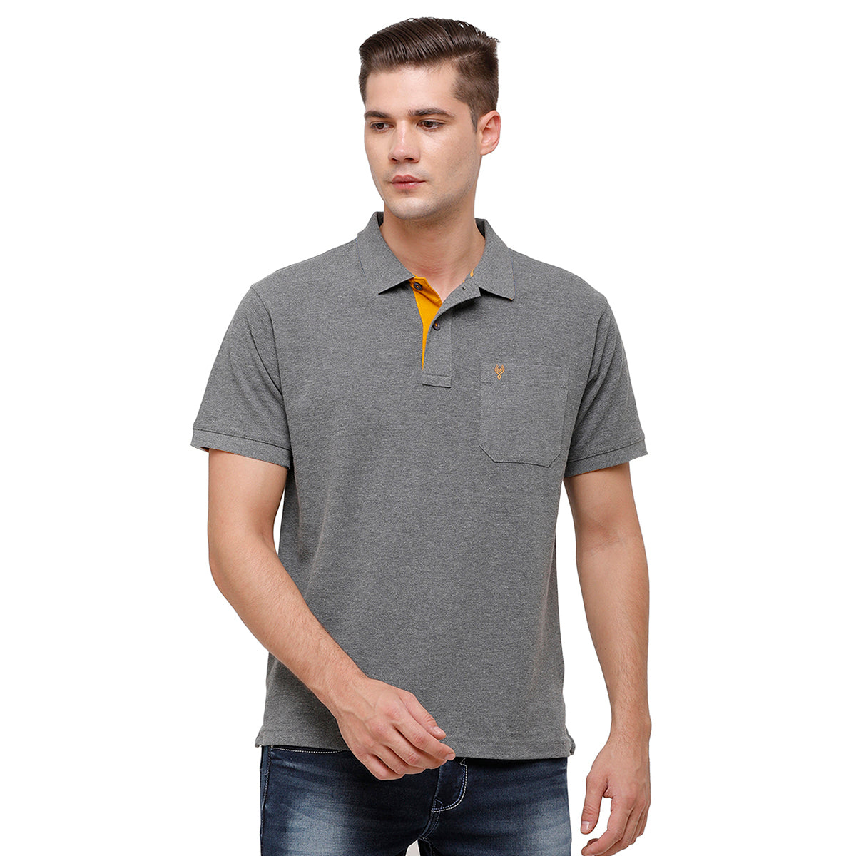 Classic polo Men's Dark Grey Color Authentic fit polo neck T-shirt - 4SSN 225 T-shirt Classic Polo 