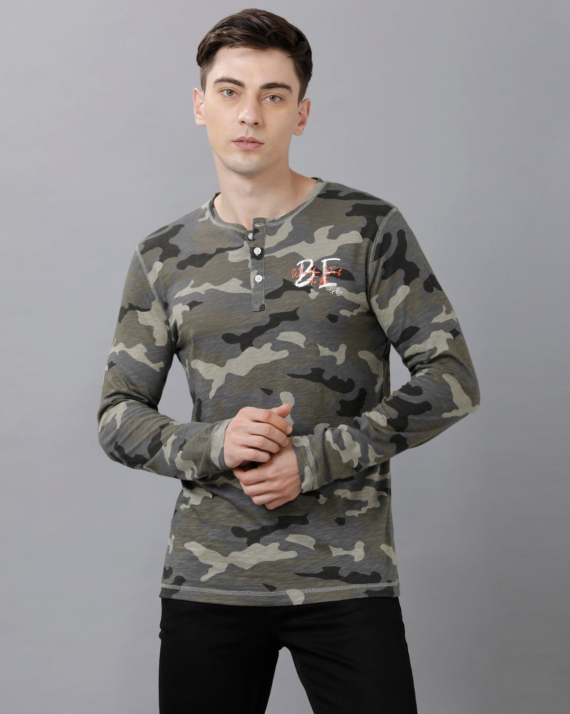 CP BRO Men's Cotton Printed Full Sleeve Slim Fit Round Neck Multicolor T-Shirt | Brcn 503 B