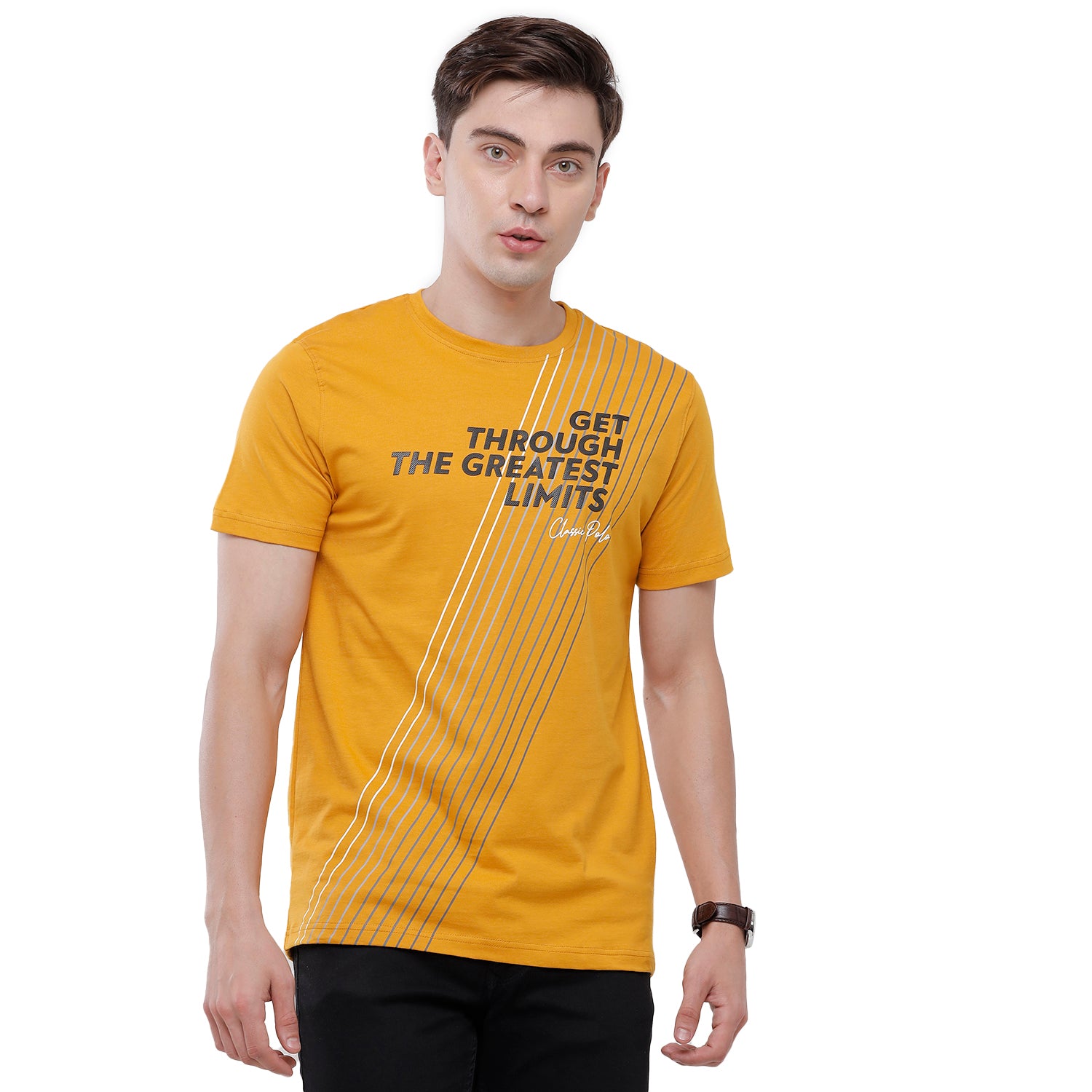 Classic Polo Mens Printed Half Sleeve Slim Fit T-Shirt (BALENO - 403 B SF C) T-shirt Classic Polo 