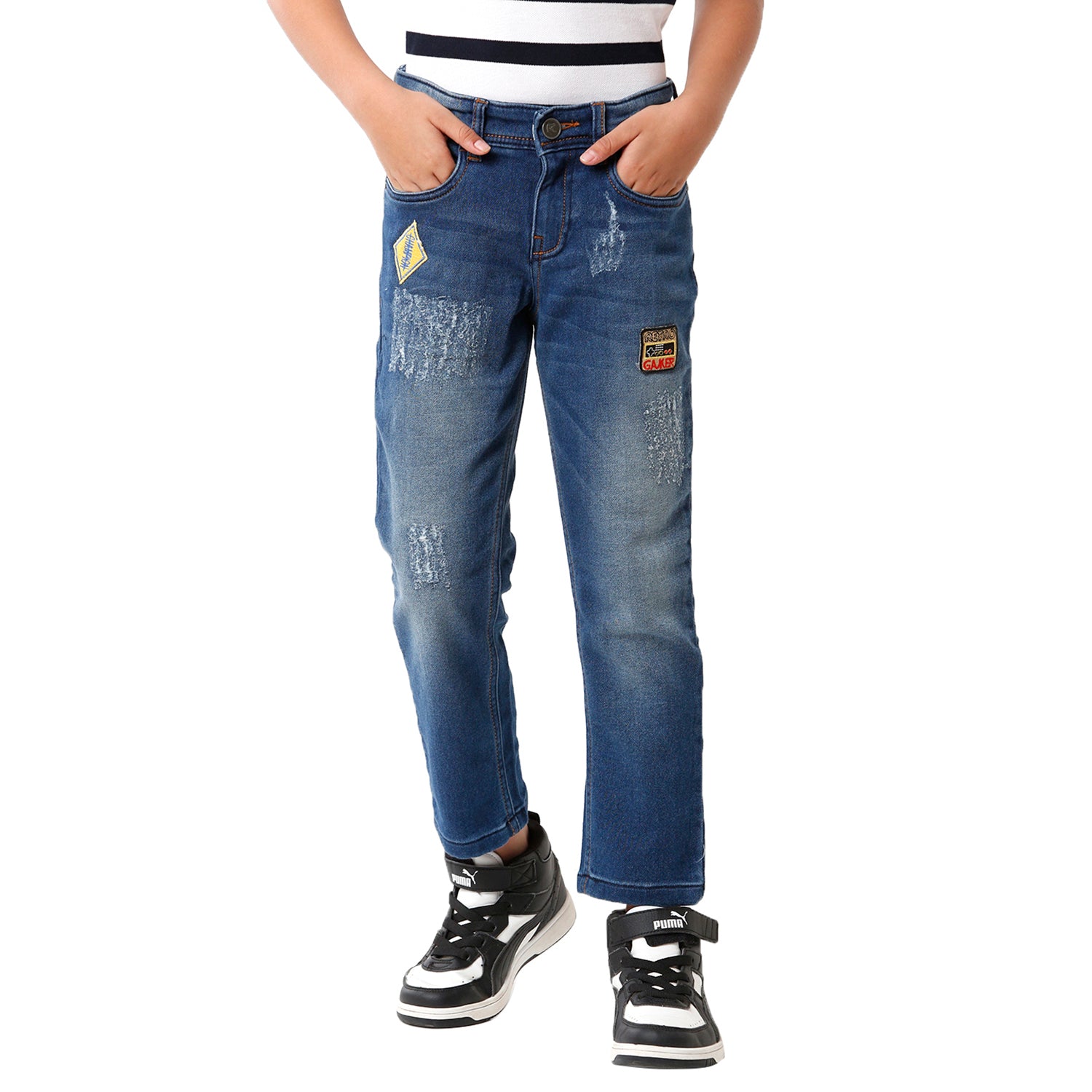 Classic Polo Bro Boys Cotton Solid Slim Fit Blue Color Denim Jeans - BBD S1 02B Classic Polo 