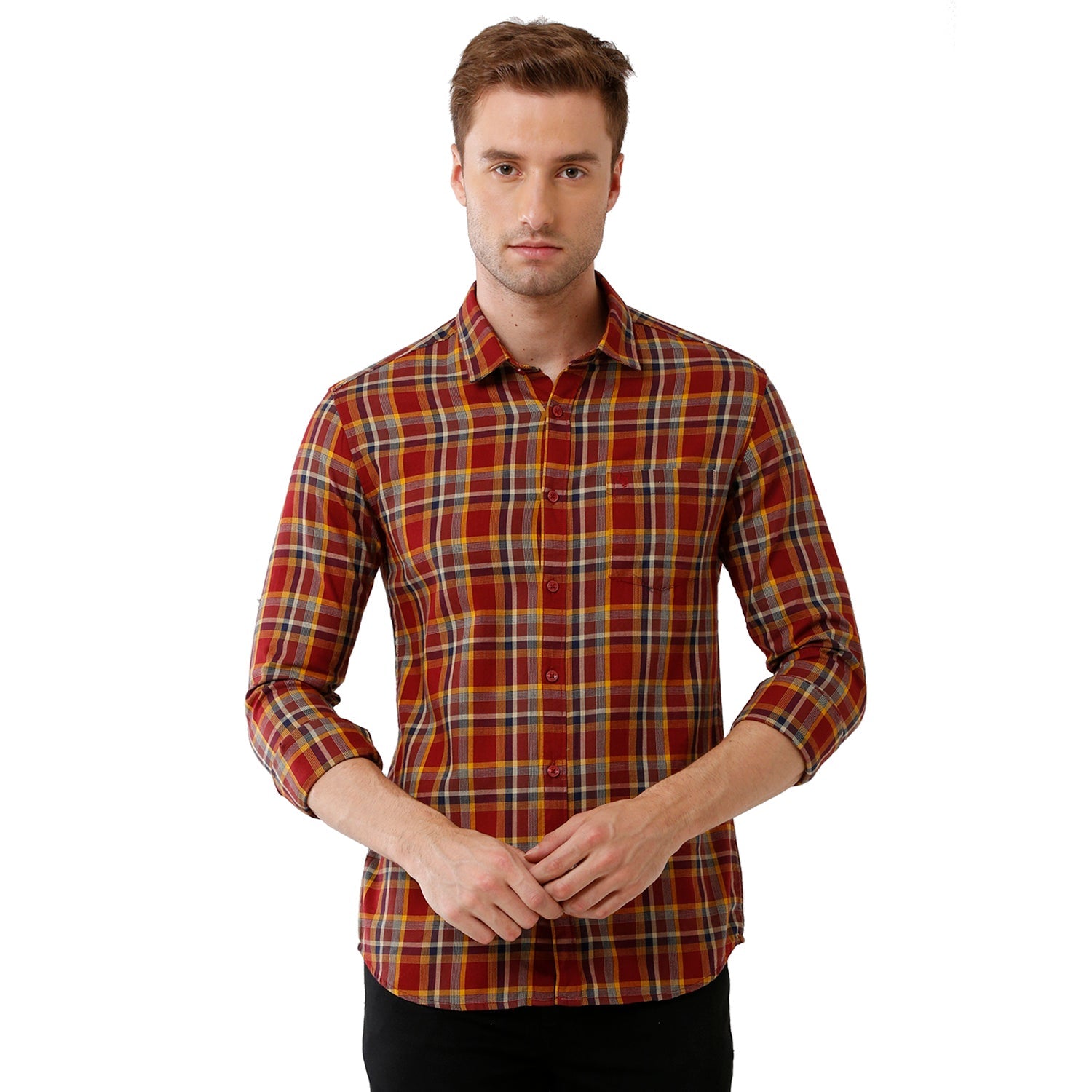 Swiss Club Men's Checked Full Sleeve Slim Fit Multicolor Woven Shirt -SC 117 A Swiss Club 