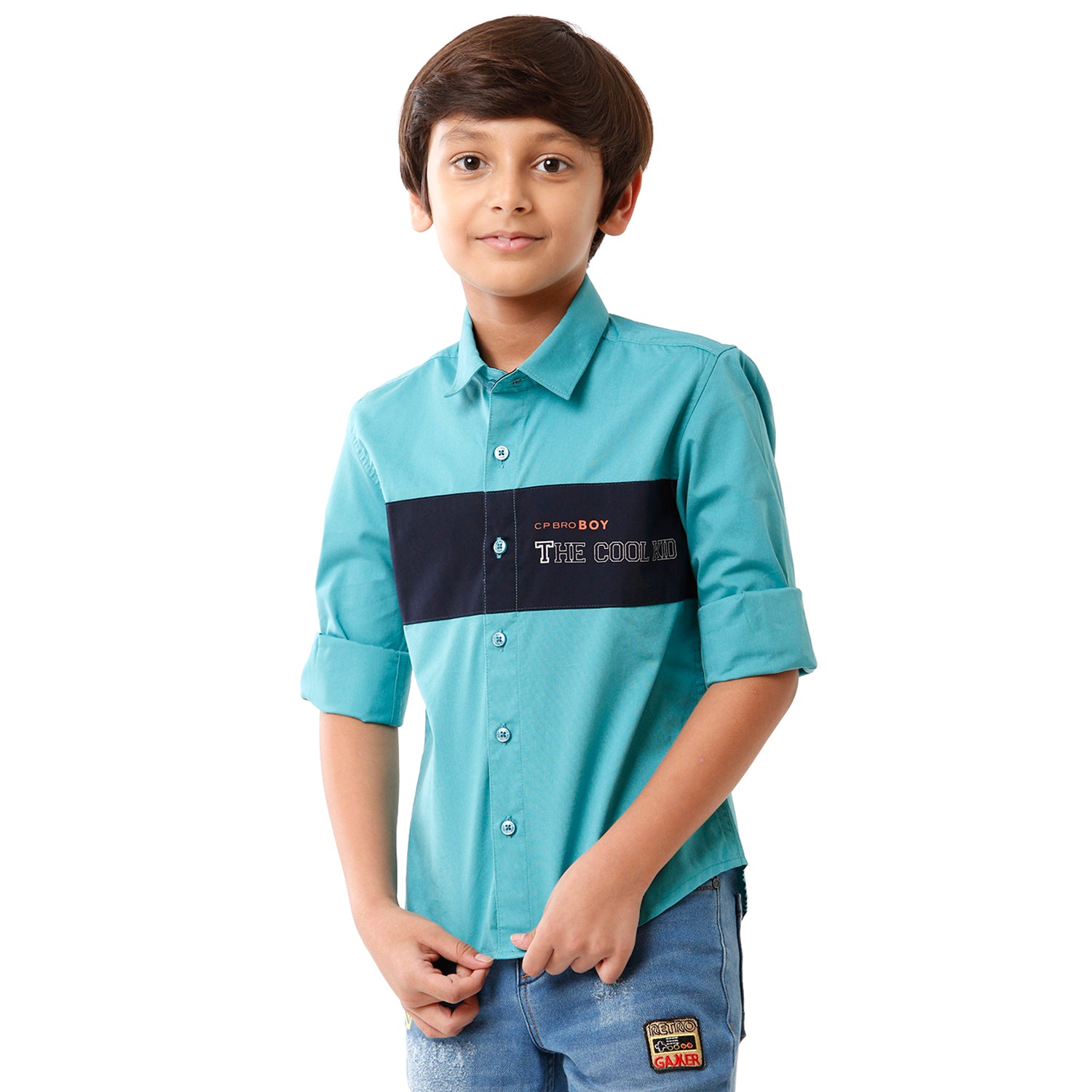 Classic Polo Bro Boys Solid Full Sleeve Slim Fit Blue Color Shirt - BBSH S2 39 D Shirts Classic Polo 