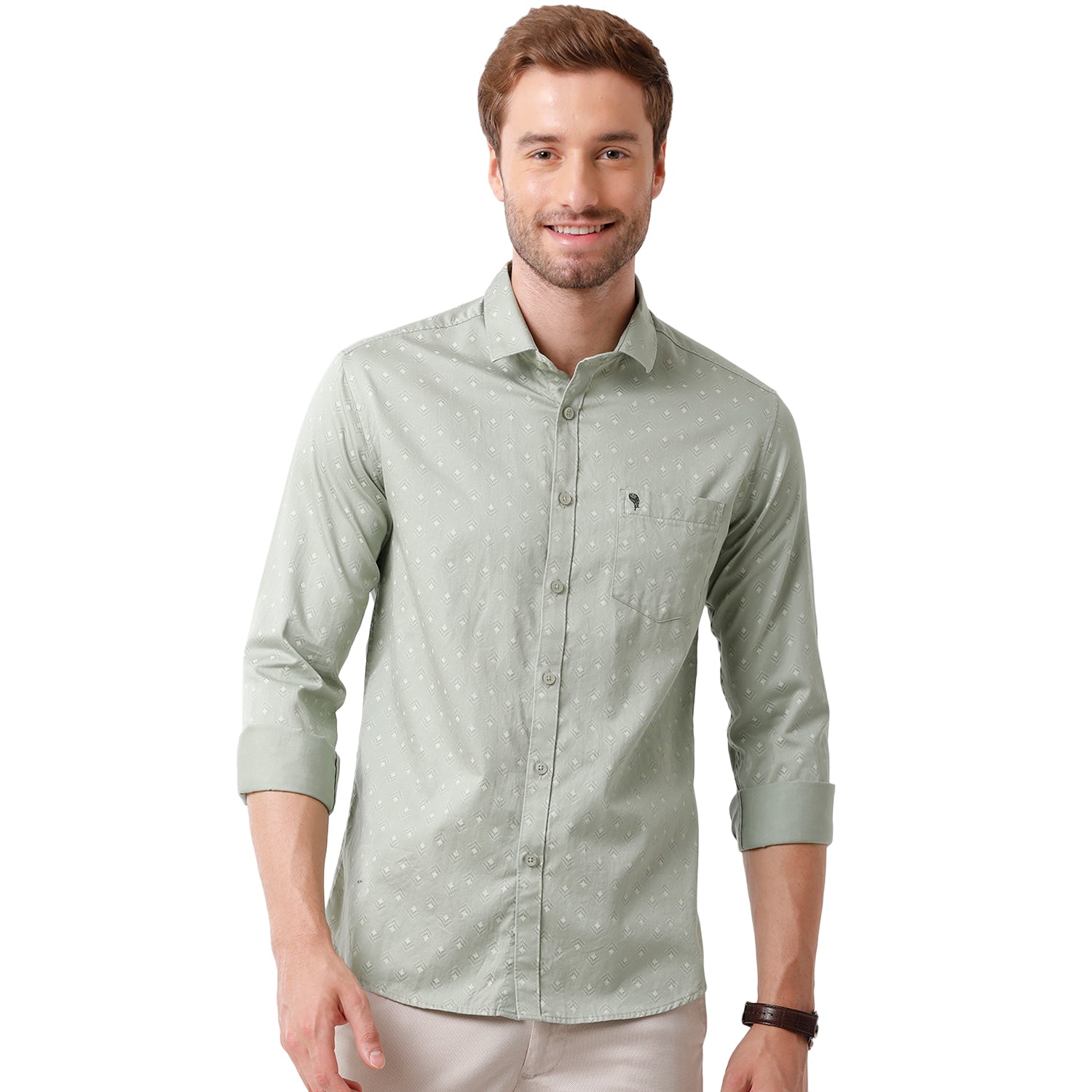 Swiss Club Mens Light Green Color Slim Fit Full Sleeve Shirt - S-SC-102 B-FS-PRT-BSL Shirts Swiss Club 