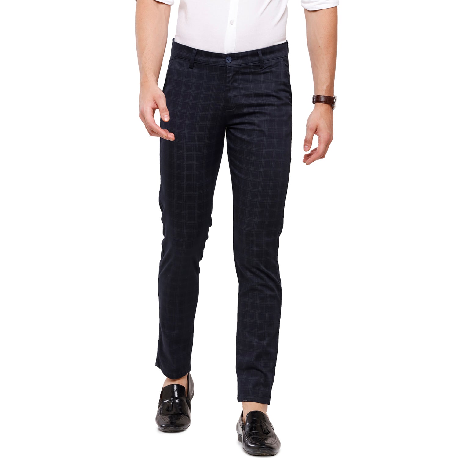 Swiss Club Mens Navy Solid Slim Fit Trousers (T-SC-38 A-NAV-CF-LY) T-shirt Swiss Club 
