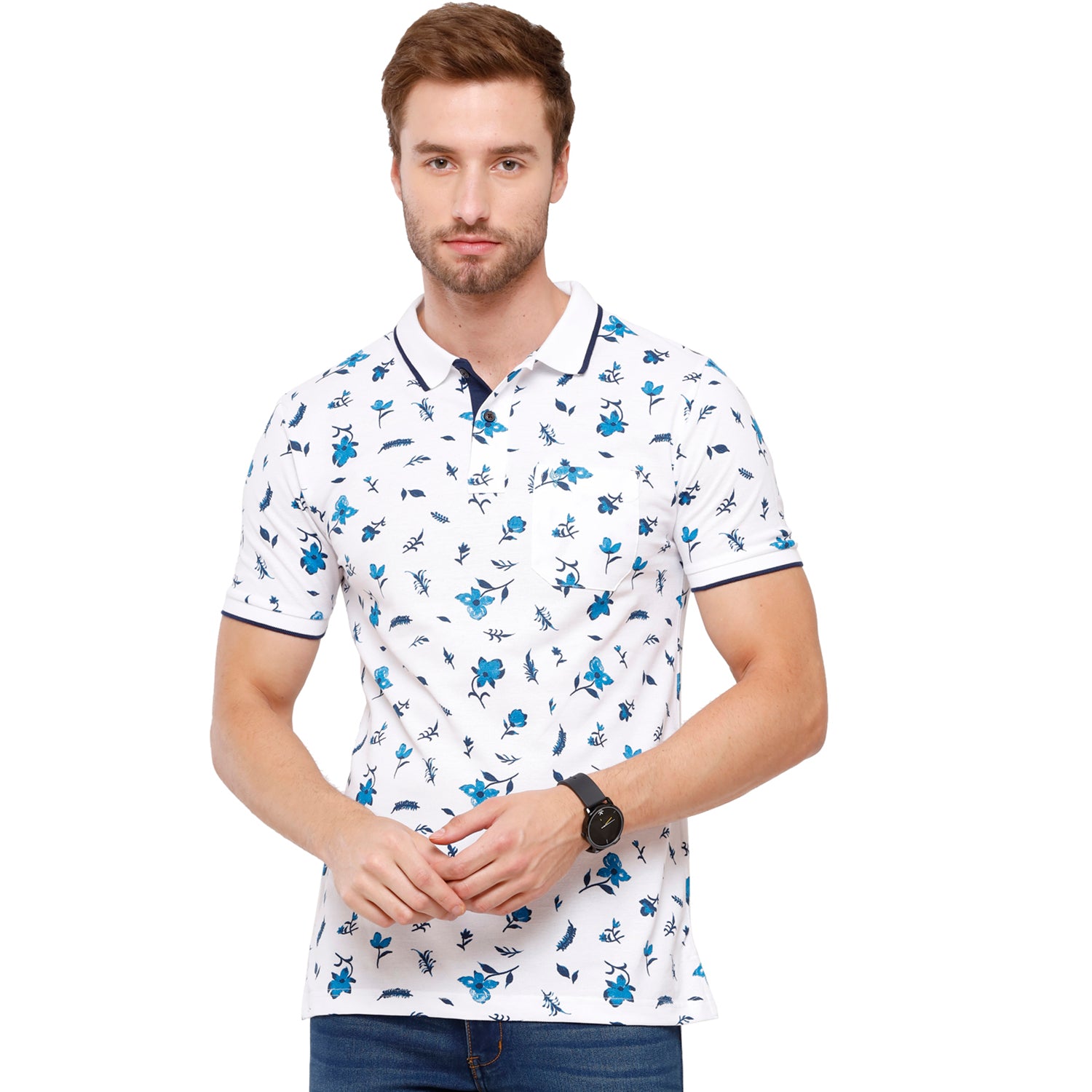 Classic Polo Mens Printed Half Sleeve Slim Fit Polo Neck T-Shirt (BEAU - 162 A SF P) T-shirt Classic Polo 