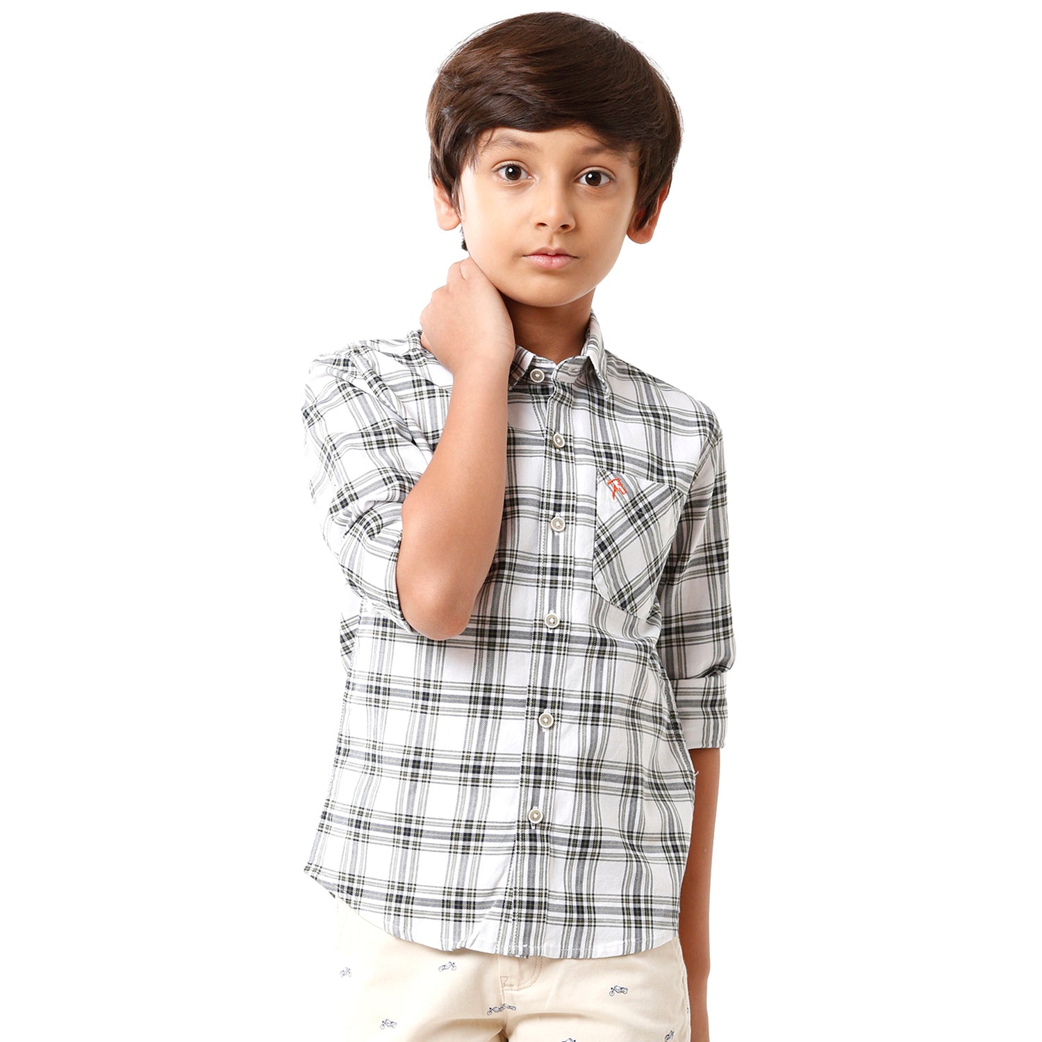 Classic Polo Bro Boys Checked Full Sleeve Slim Fit White Color Shirt - BBSH S2 13 A Shirts Classic Polo 