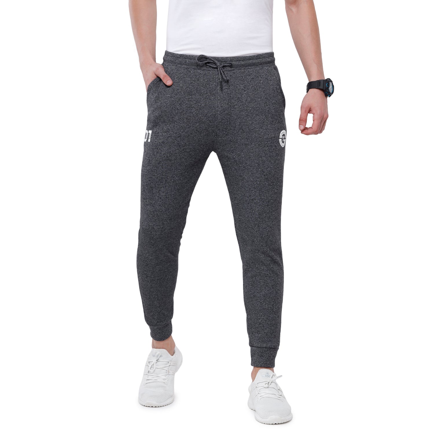Classic Polo Men's Black Solid Mélange Slim Fit Sporty Jogger Pant - Gioz-04 C Track Pants Classic Polo 