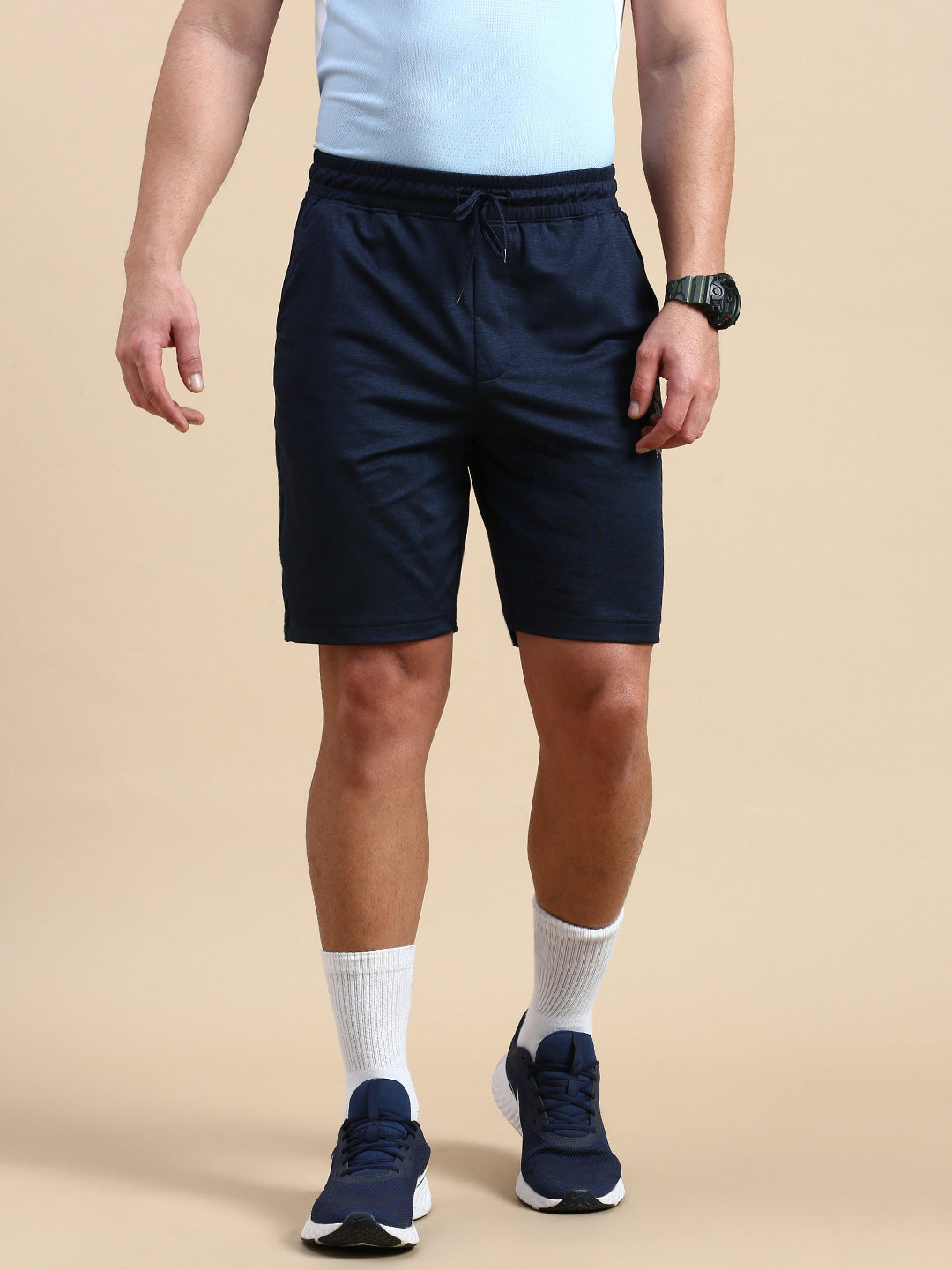 Classic Polo Men's Bottom Polyester Navy Blue Slim Fit Active Wear Shorts
