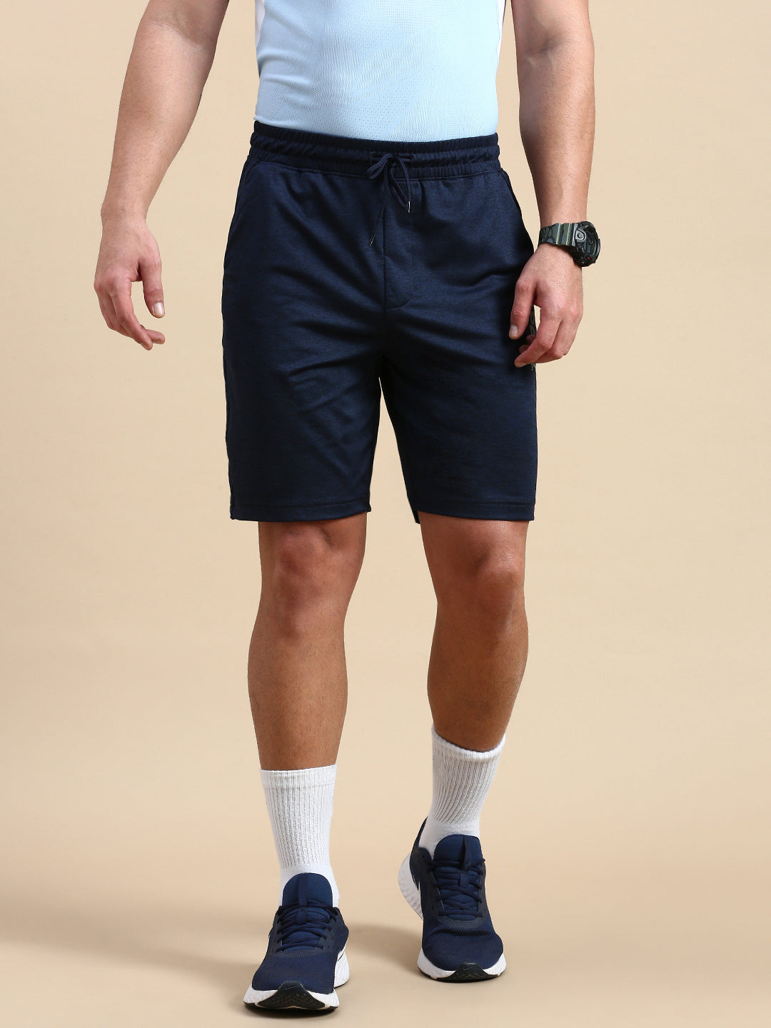 Classic Polo Men's Bottom Polyester Navy Blue Slim Fit Active Wear Shorts VITA-SH-NAVY