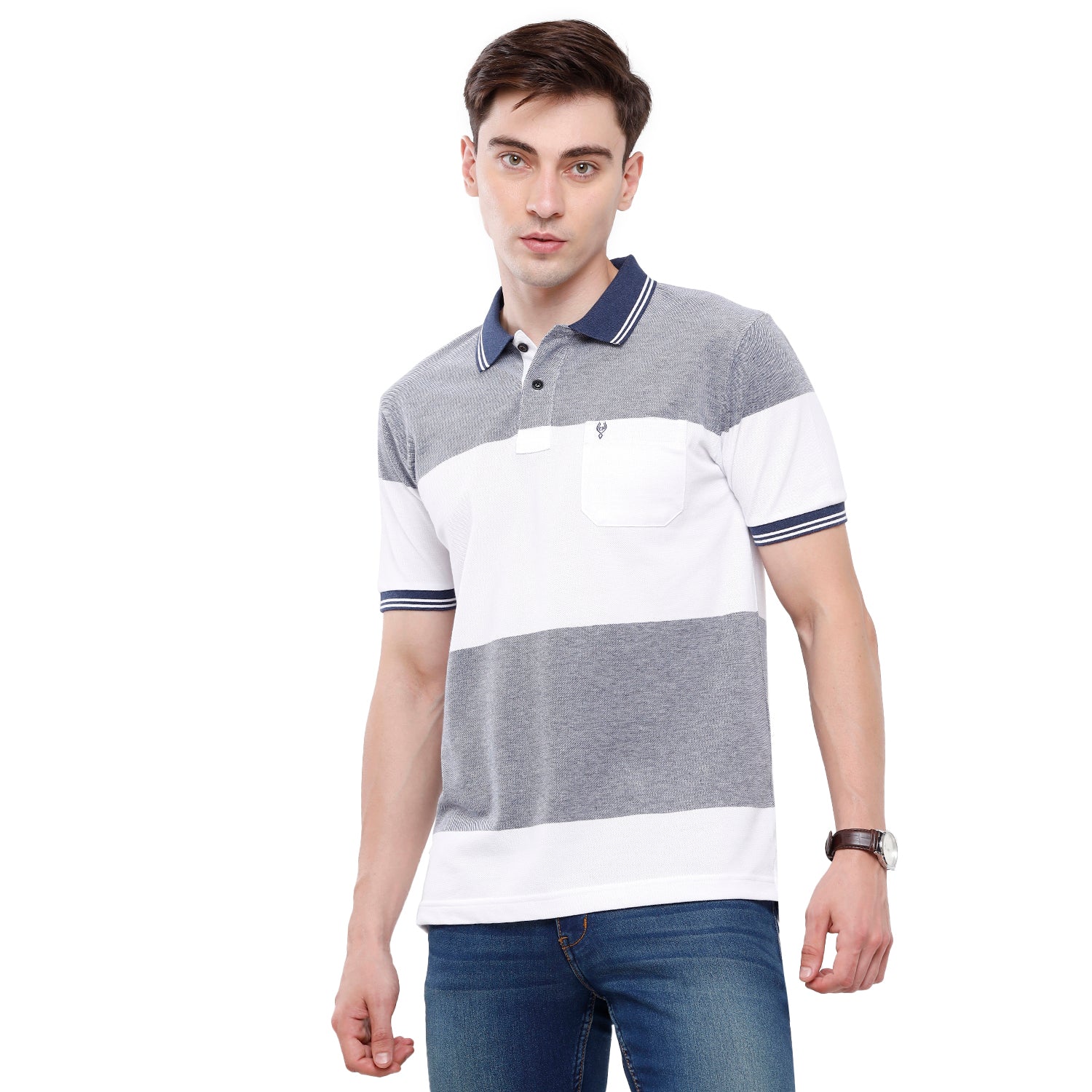 Classic Polo Mens Stripes Half Sleeve Slim Fit T-Shirt (ADORE - 162 B SF P) T-shirt Classic Polo 