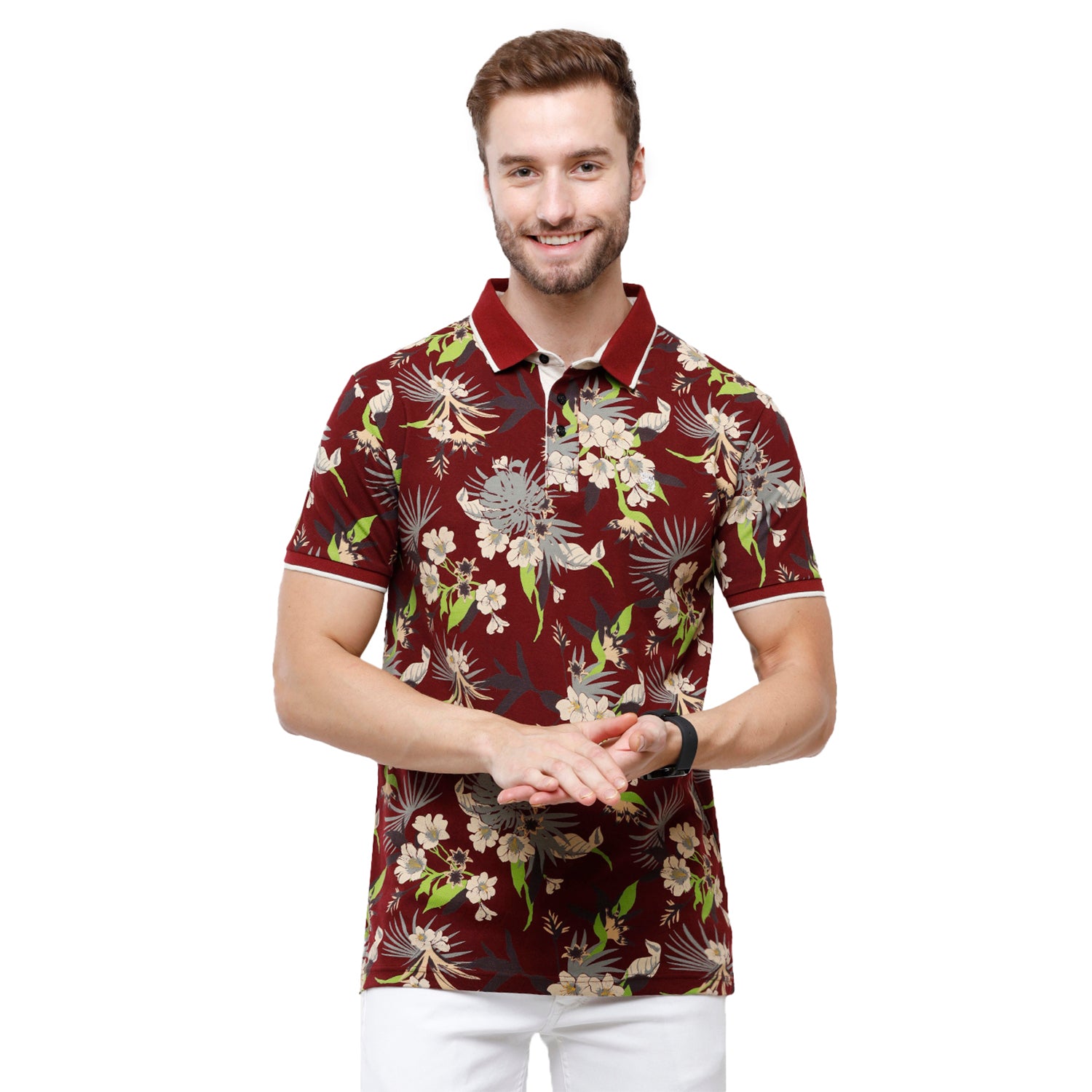 Swiss Club Mens Printed Slim Fit Half Sleeve Polo Neck T-Shirt (STAG - 207 B SF P) T-shirt Swiss Club 