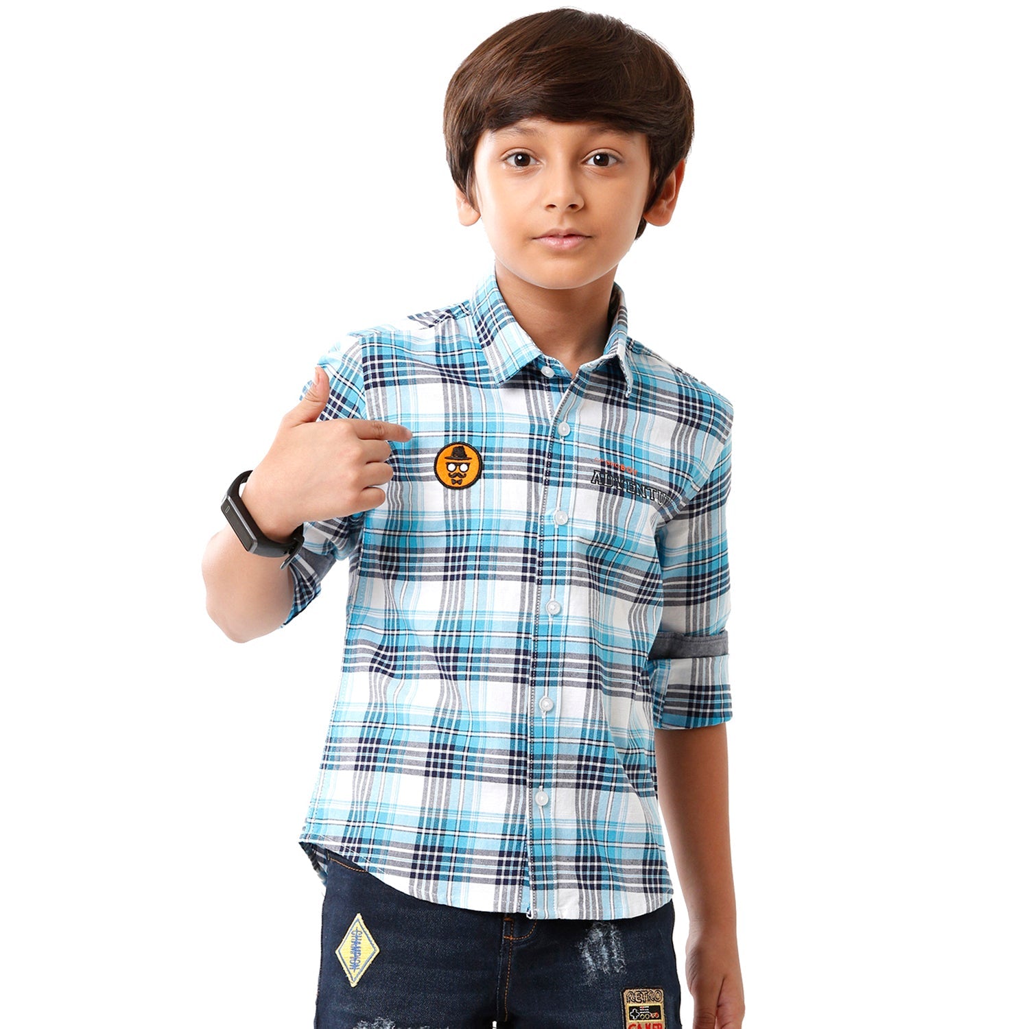 Classic Polo Bro Boys Checked Full Sleeve Slim Fit Blue Color Shirt - BBSH S2 23 A Shirts Classic Polo 