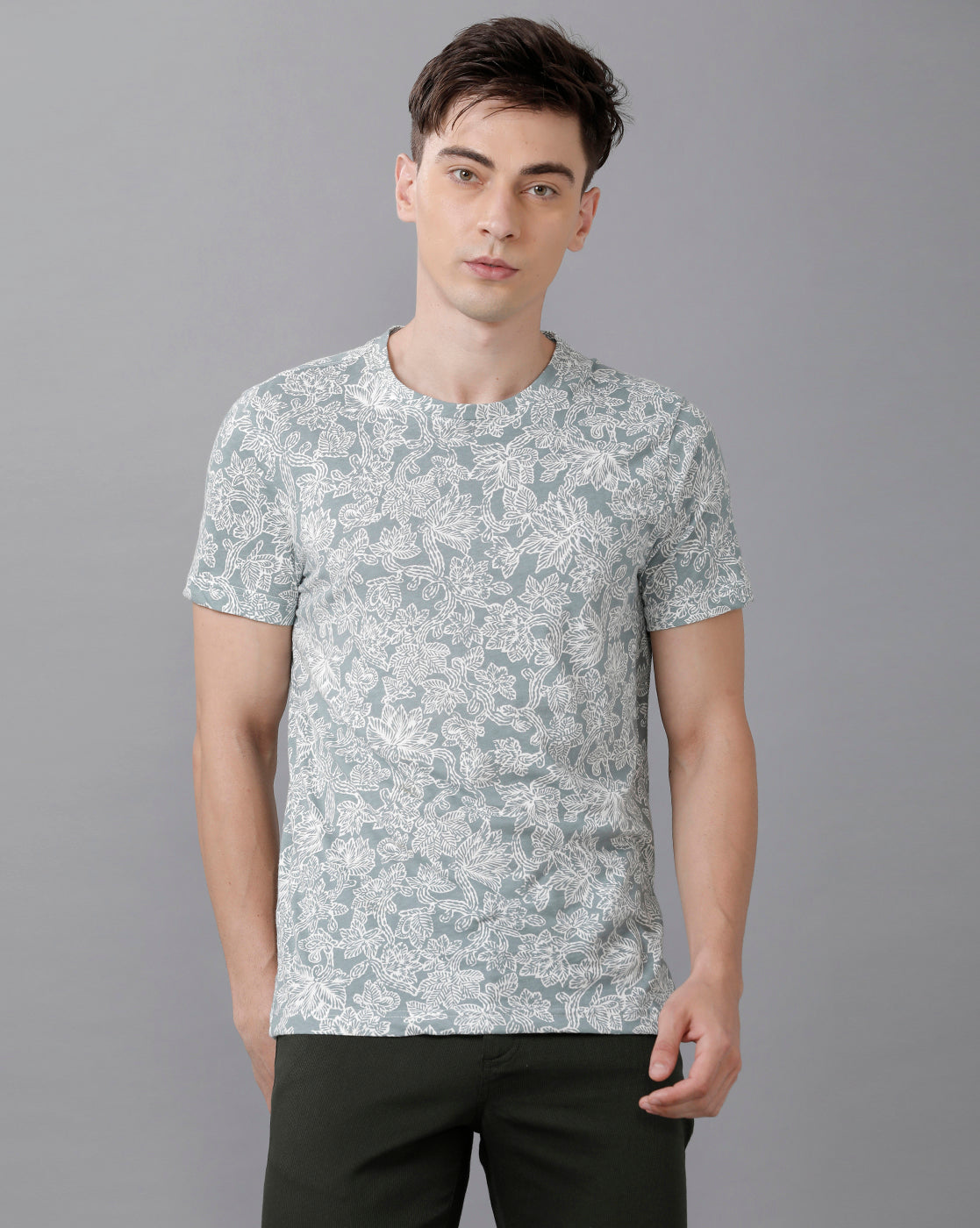 CP BRO Men's Cotton Printed Half Sleeve Slim Fit Round Neck Multicolor T-Shirt | Brcn 508
