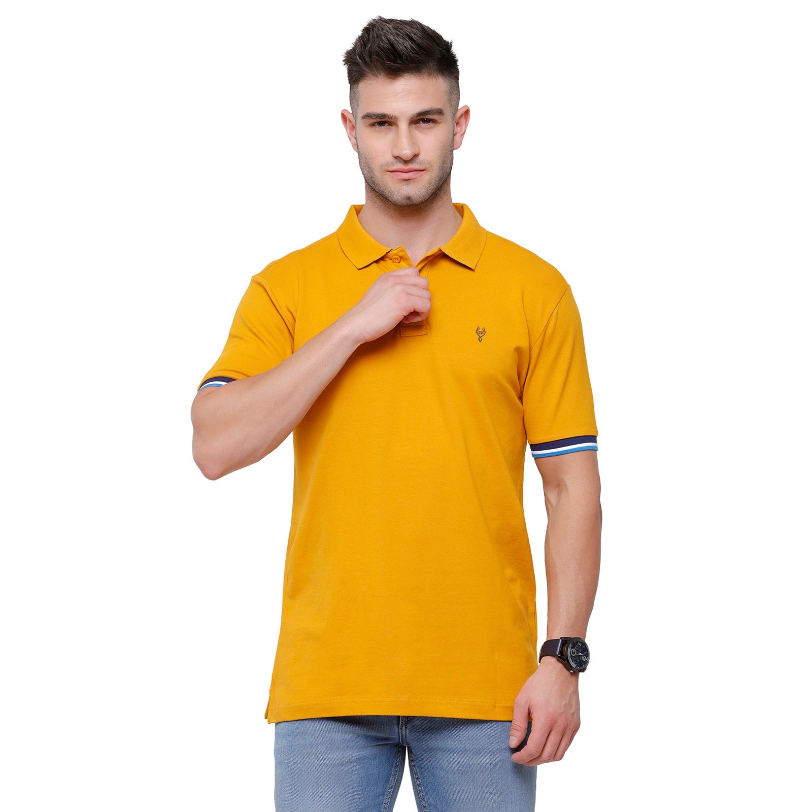 Classic polo Men's Yellow Lycra Cotton Stretch Polo Slim Fit T-Shirt - Tarte G.Yellow T-shirt Classic Polo 