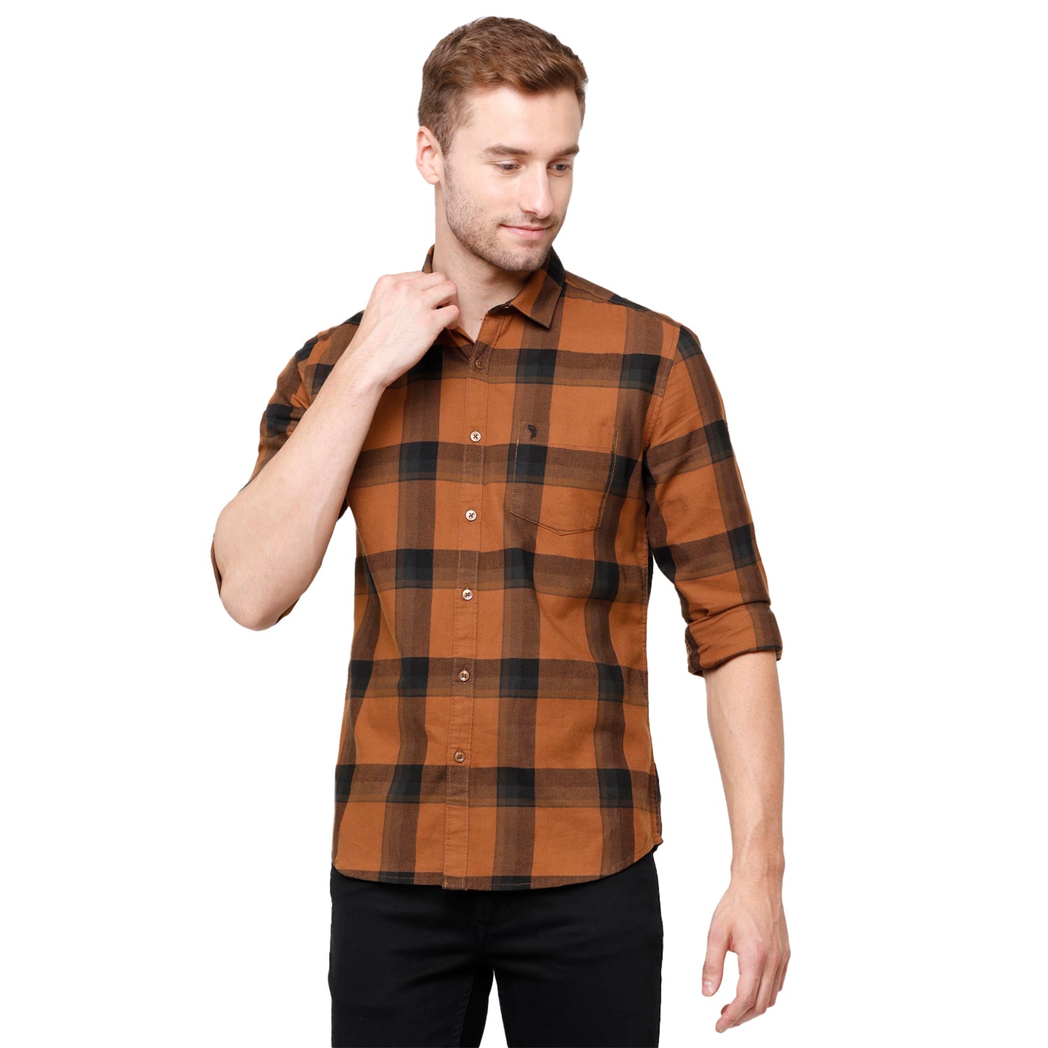 Swiss Club Men's Brown Checkered Slim Fit Casual Half Sleeve Shirt - S-SC-88 A Shirts Swiss Club 