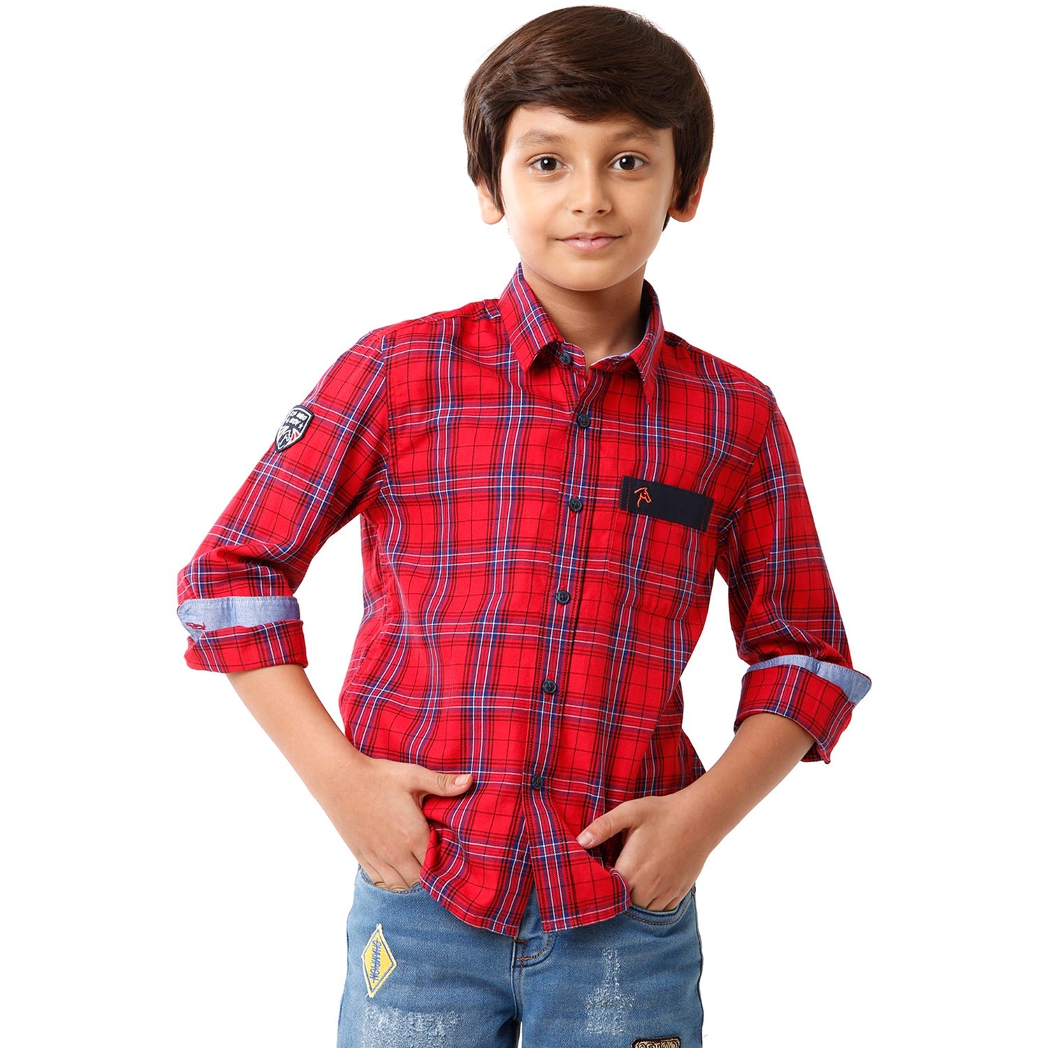 Classic Polo Bro Boys Checked Full Sleeve Slim Fit Red Color Shirt - BBSH S2 28 A Shirts Classic Polo 