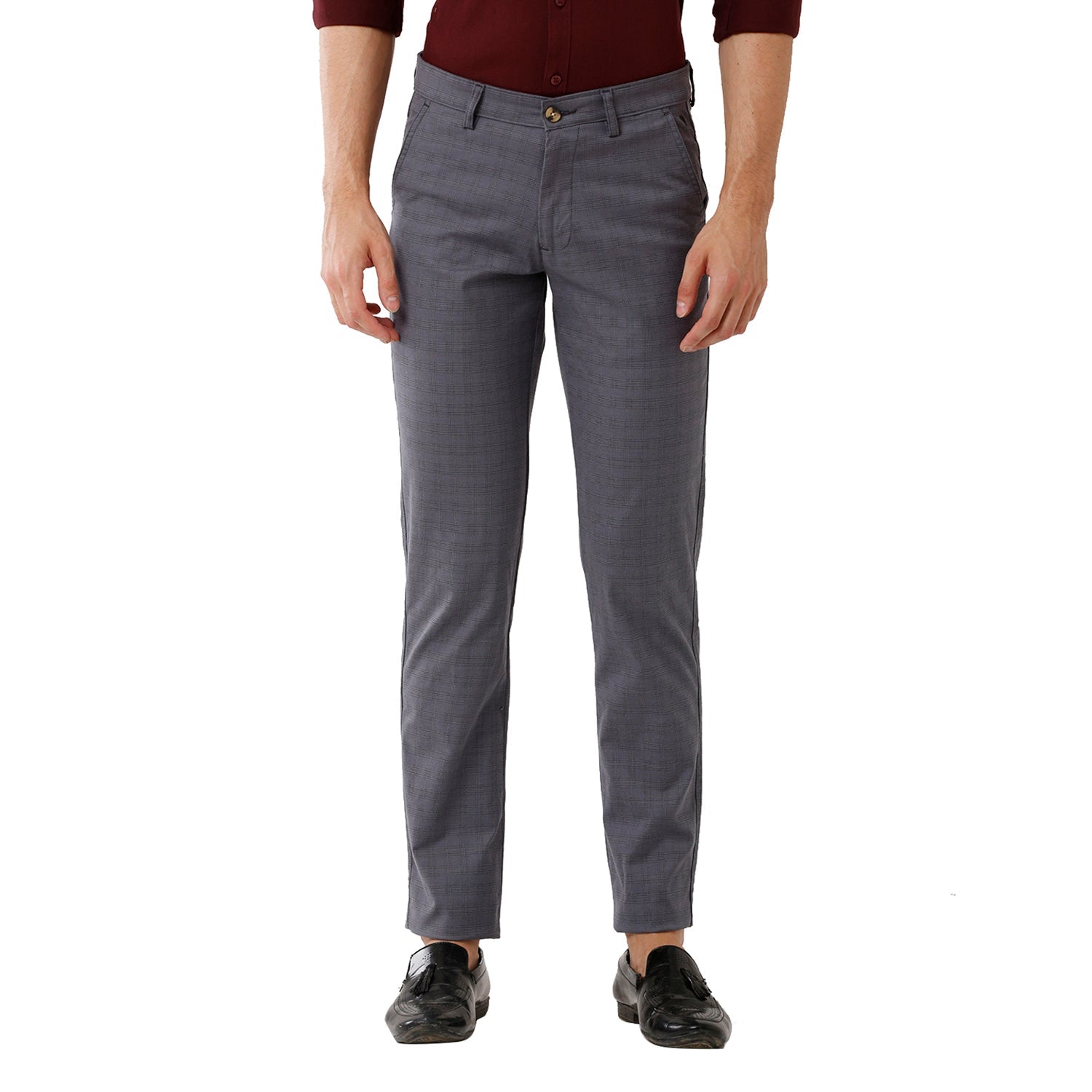 Swiss Club Mens Checked Slim Fit Grey Color Trousers -SC-34 C-GRY Pants Swiss Club 