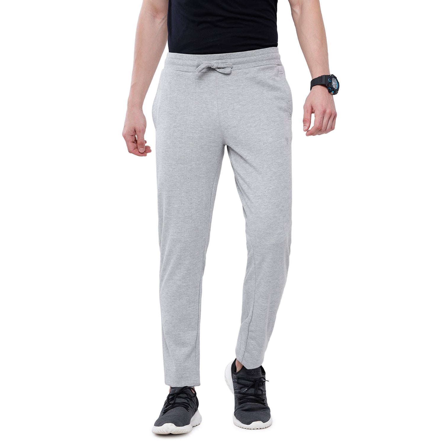 Classic Polo Men's Grey Solid Melange Slim Fit Trendy Ultra Smart Track Pant - Inox - Grey Mel Track Pants Classic Polo 