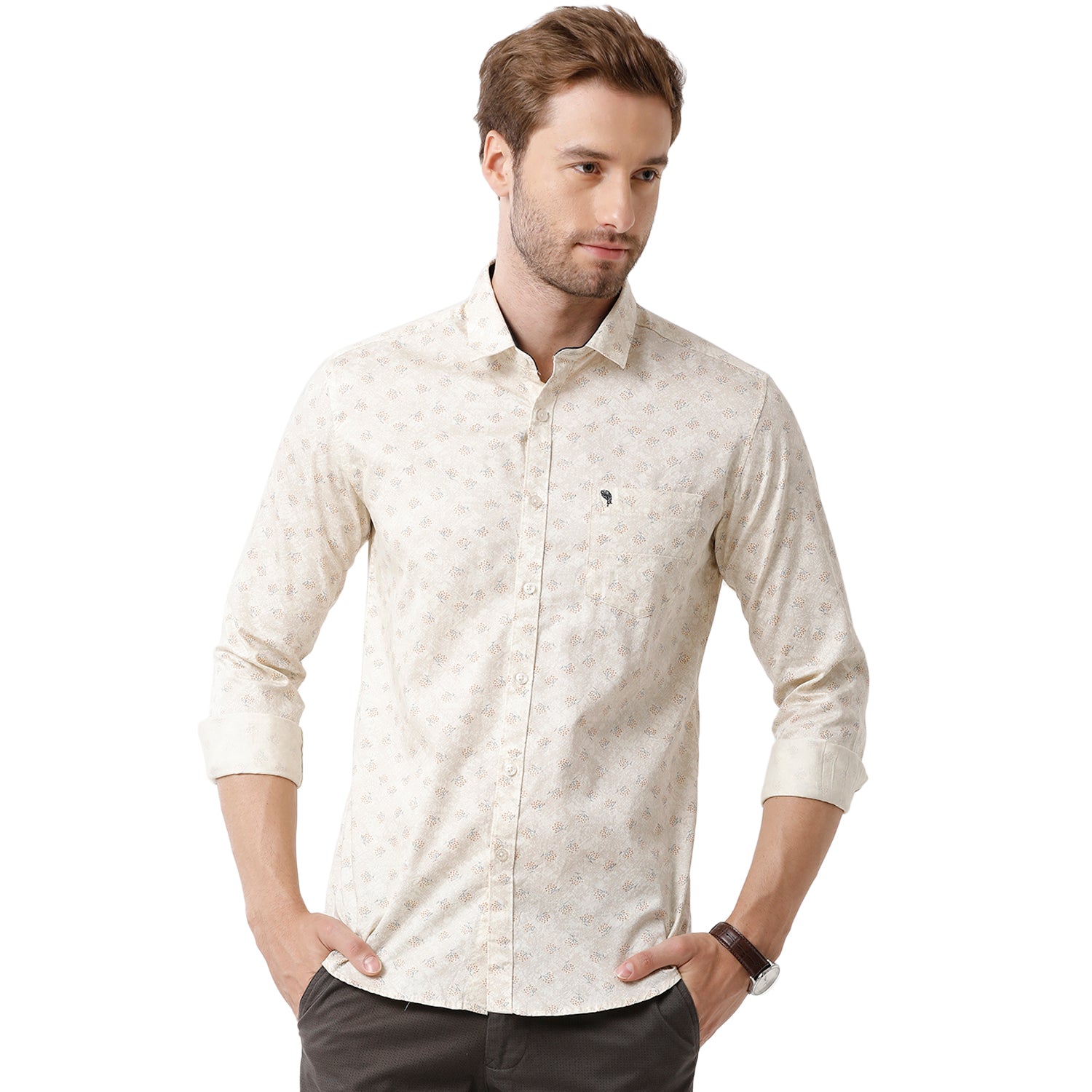 Swiss Club Mens White Color Slim Fit Full Sleeve Shirt - S-SC-101 A-FS-PRT-BSL Shirts Swiss Club 