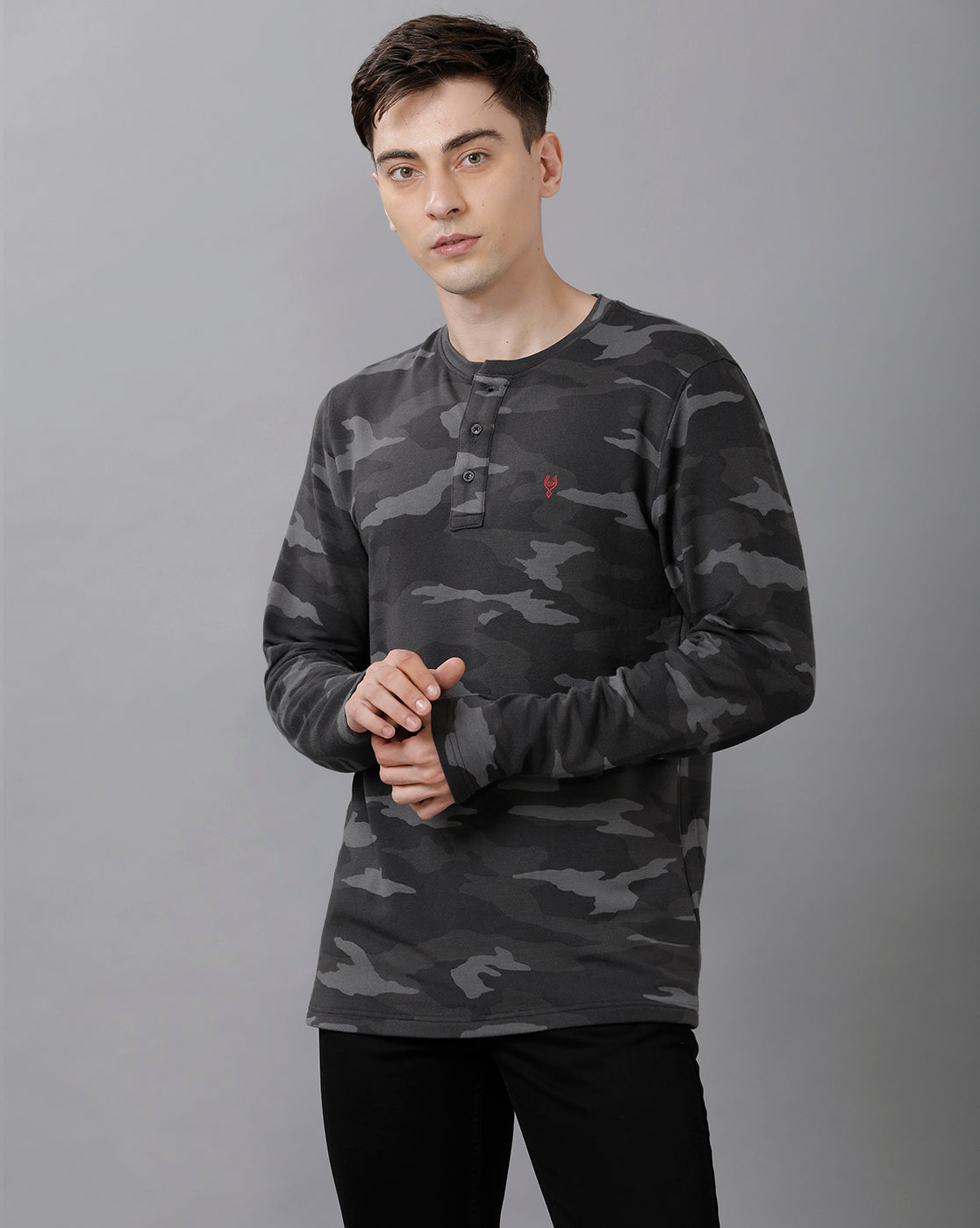 Classic Polo Mens Cotton Printed Full Sleeve Slim Fit Round Neck Multicolor T-Shirt | Baleno Fs 486