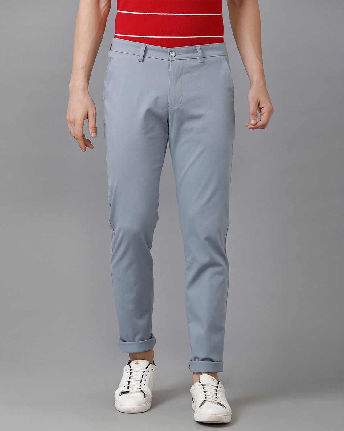 CP BRO Men's Cotton Solid Slim Fit Blue Color Trousers | Tbn2 19 C