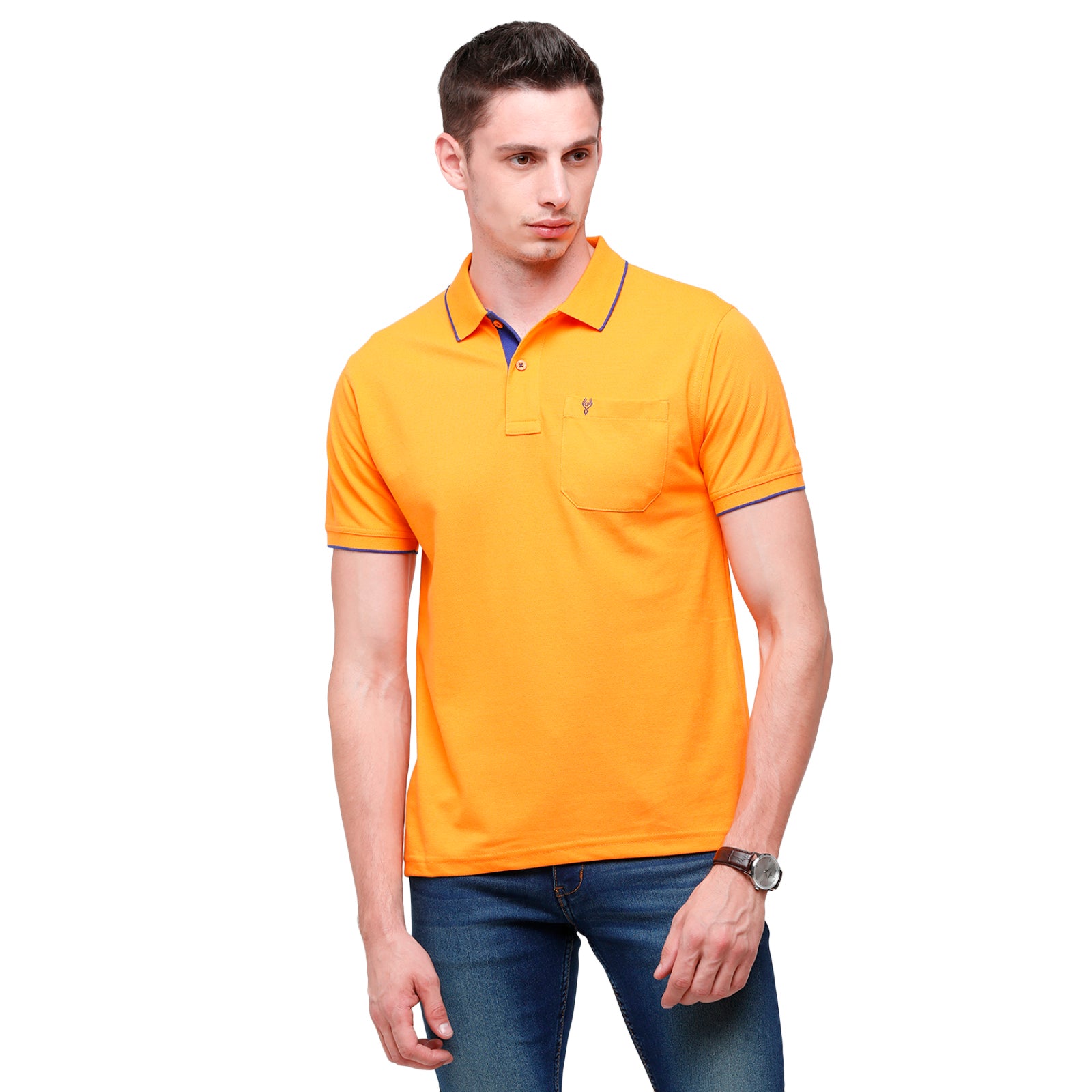 Classic Polo Men's Smart Double Pique Polo Half Sleeve Authentic Fit T-Shirt | Nova - Orange