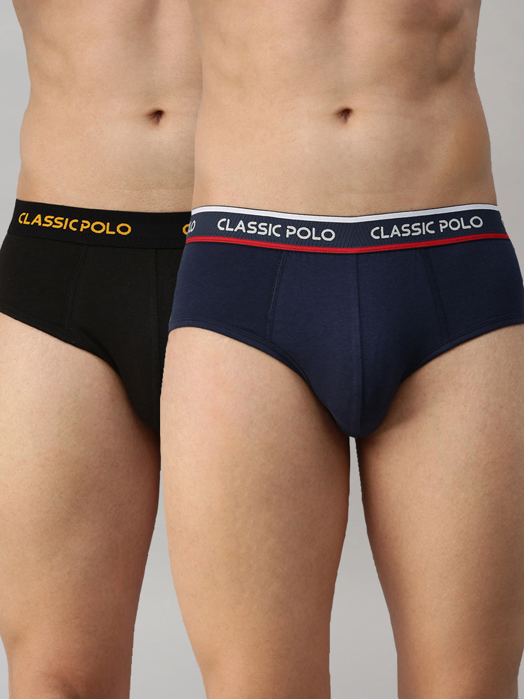 Classic Polo Men's Modal Solid Briefs | Scarce - Black & Blue (Pack of 2)