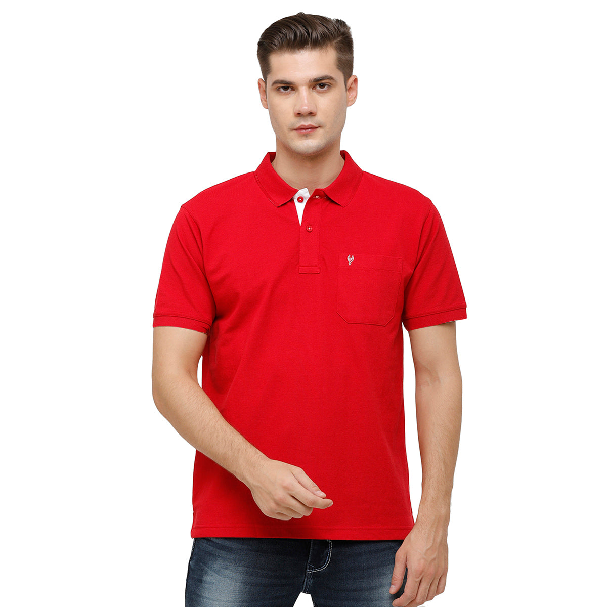 Classic Polo Red Polo Neck Authentic Fit T Shirt Men 4SSN 215
