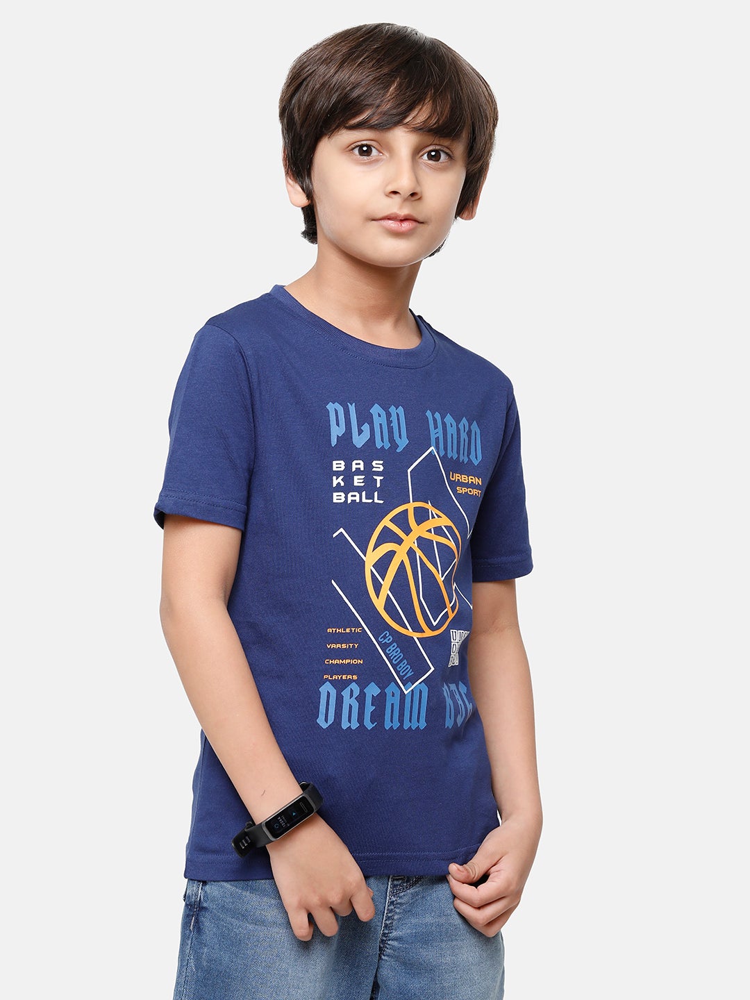 CP Boys Blue Printed Slim Fit Round Neck T-Shirt T-shirt Classic Polo 