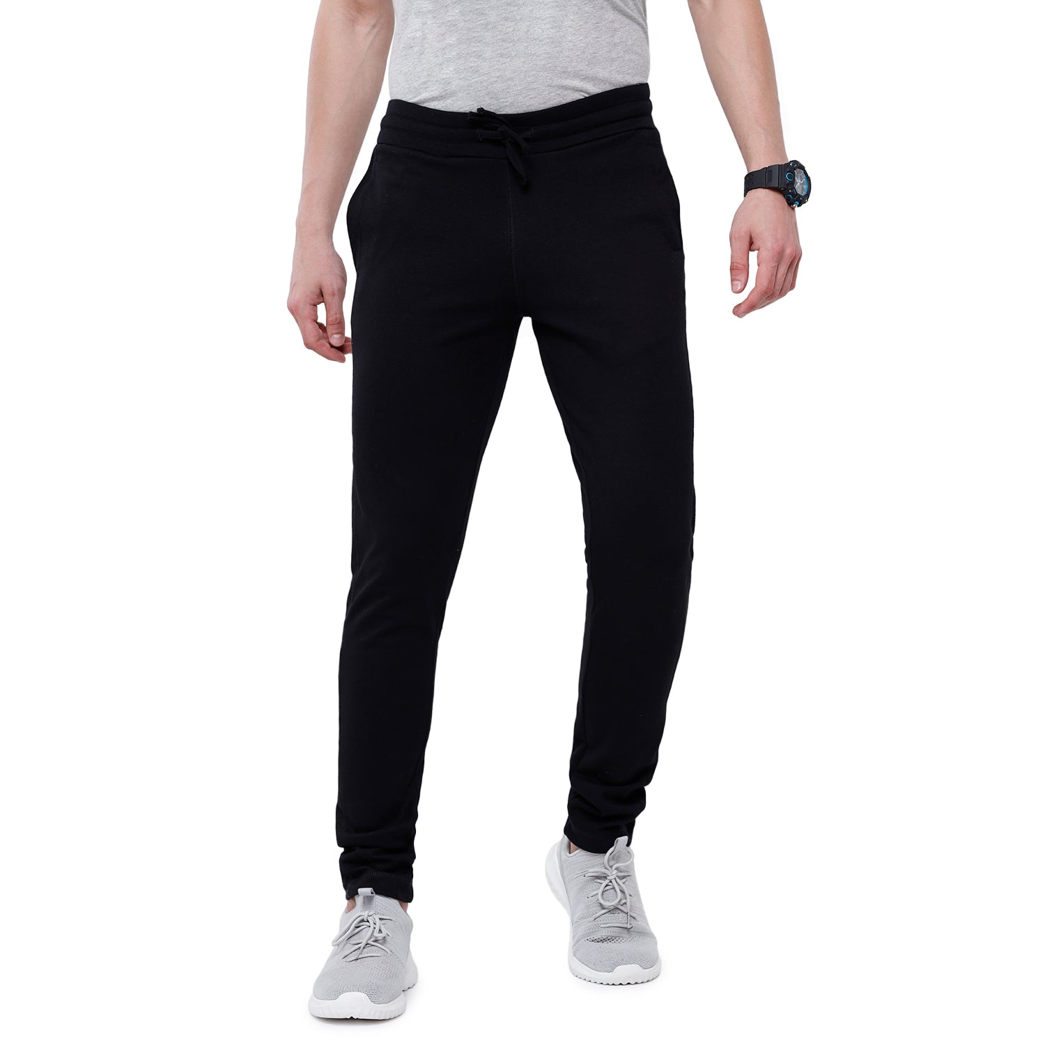 Classic Polo Men's Black Solid Melange Slim Fit Trendy Ultra Smart Track Pant - Inox - E.Black Track Pants Classic Polo 