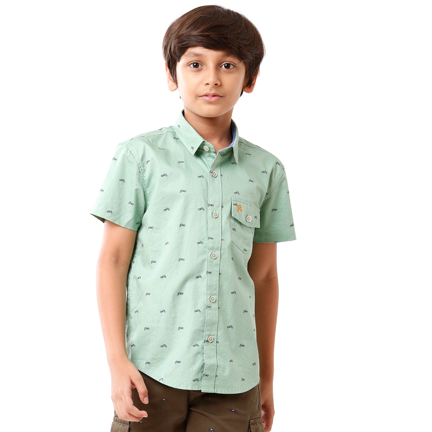 Classic Polo Bro Boys Printed Half Sleeve Slim Fit Green Color Shirt - BBSH S2 29 B Shirts Classic Polo 