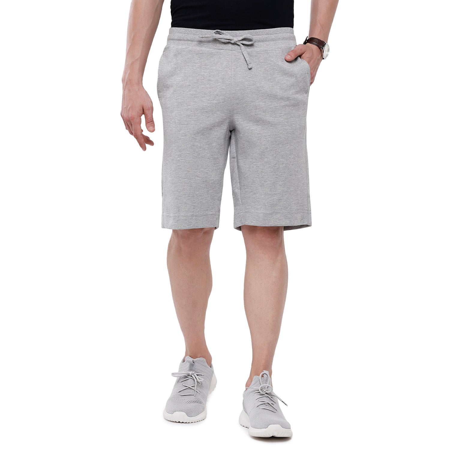 Classic Polo Mens Solid Slim Fit Shorts (NOS-DYNA - GREY MEL) Classic Polo 