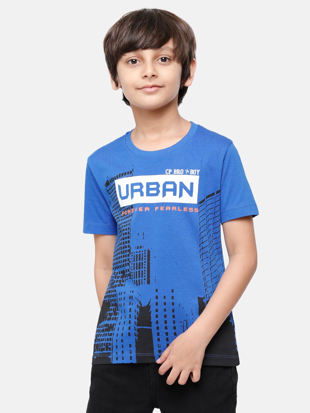 CP Boys Navy Printed Slim Fit Round Neck T-Shirt T-shirt Classic Polo 