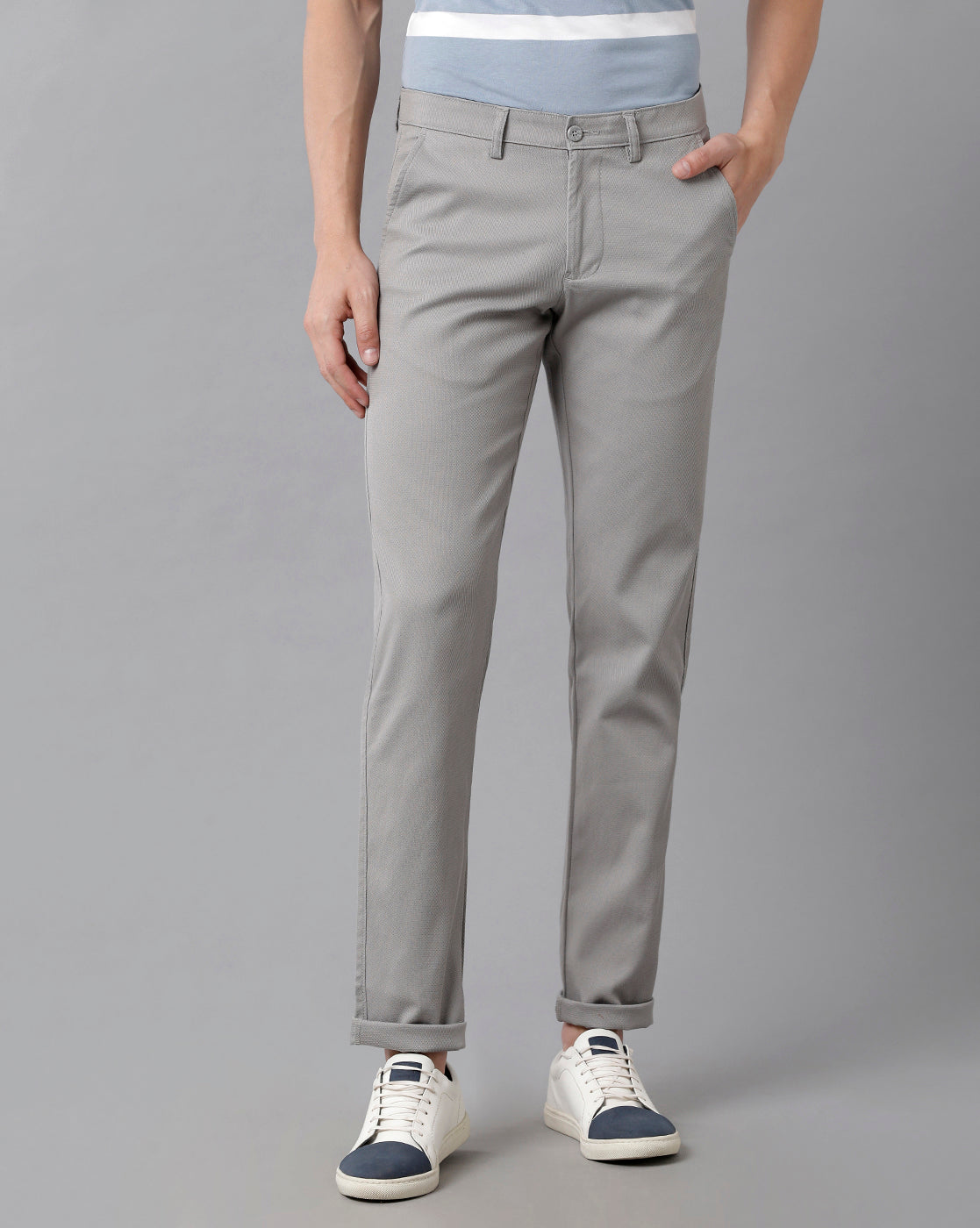Classic Polo Men's Cotton Solid Slim Fit Blue Color Trousers | Tn2-08 A