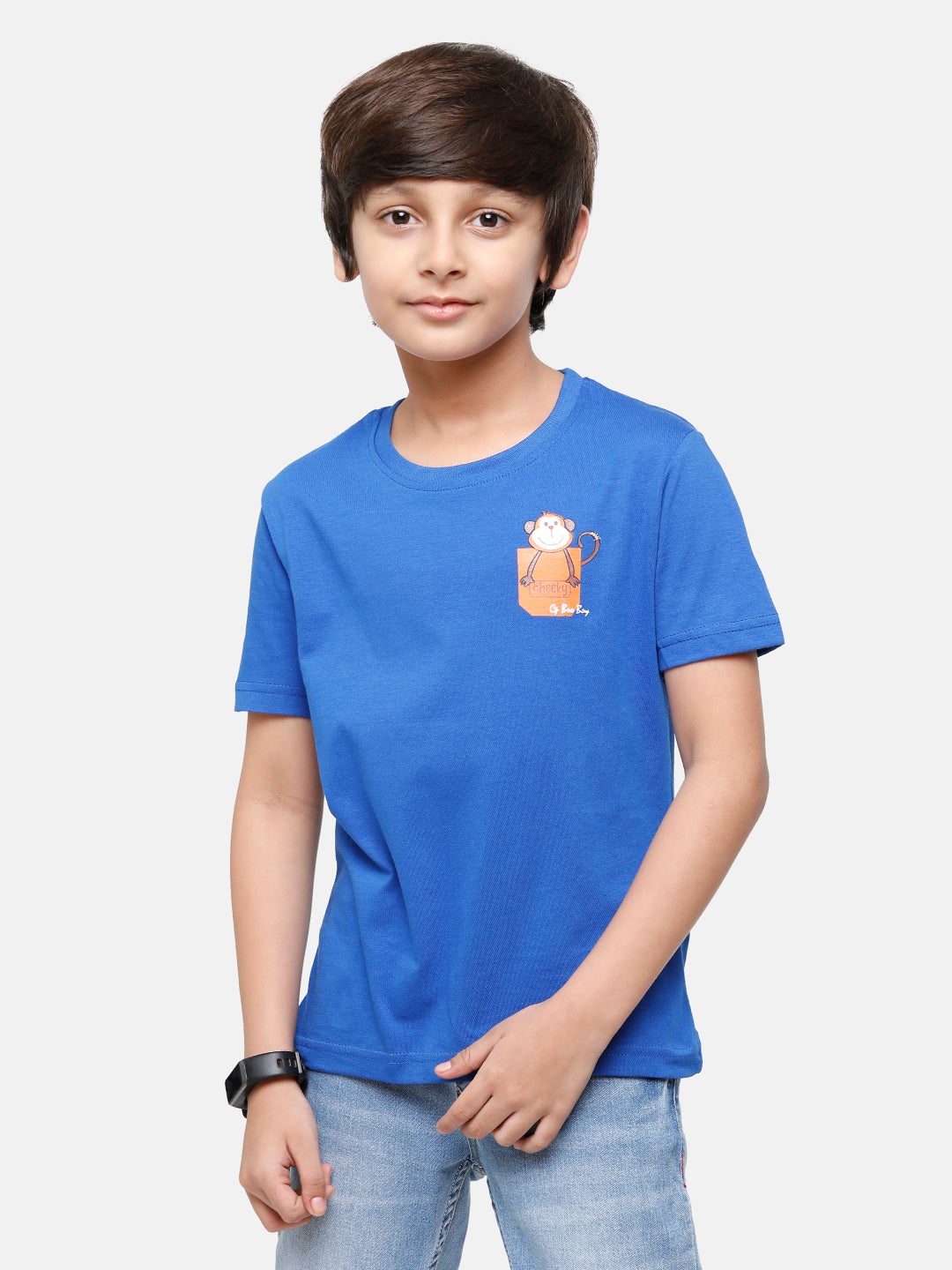 CP Boys Navy Printed Slim Fit Round Neck T-Shirt T-shirt Classic Polo 