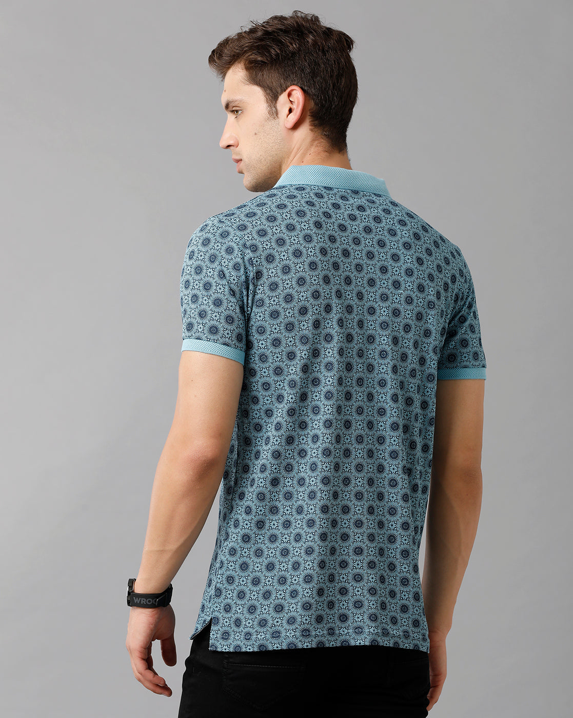 CP BRO Men's Cotton Printed Half Sleeve Slim Fit Polo Neck Blue Color T-Shirt | Brp 344 B