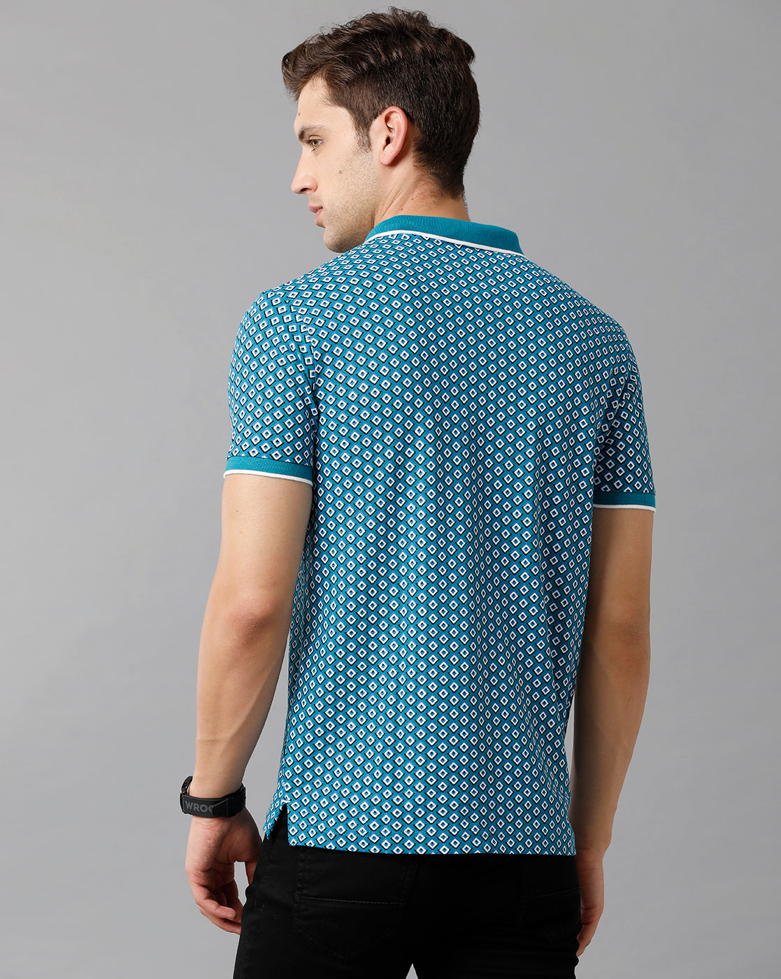 Classic Polo Mens Cotton Printed Half Sleeve Slim Fit Polo Neck Blue Color T-Shirt | Beau 176 A