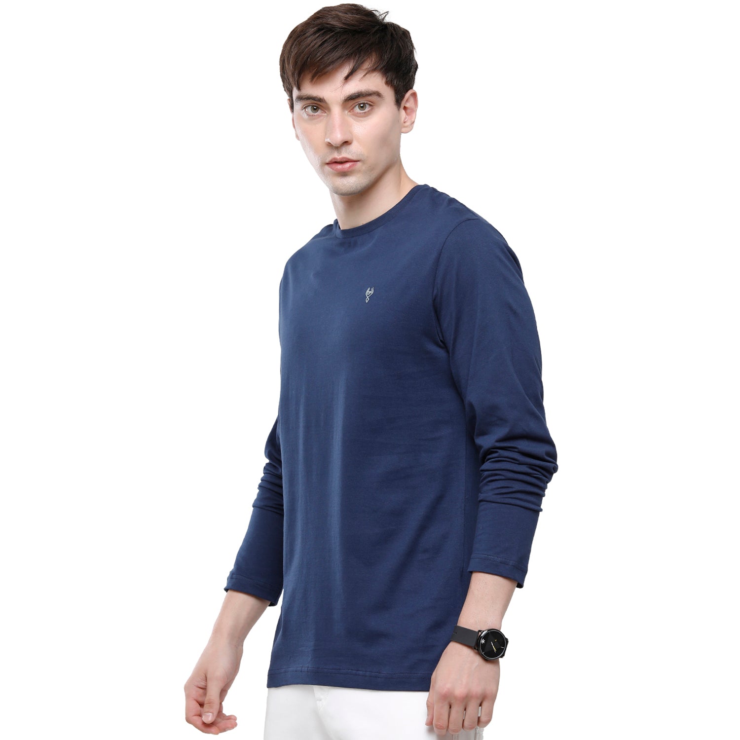 Classic polo Men's Blue Single Jersey Crew Neck Full Sleeve Slim Fit T-Shirt - Comet - 04 T-shirt Classic Polo 
