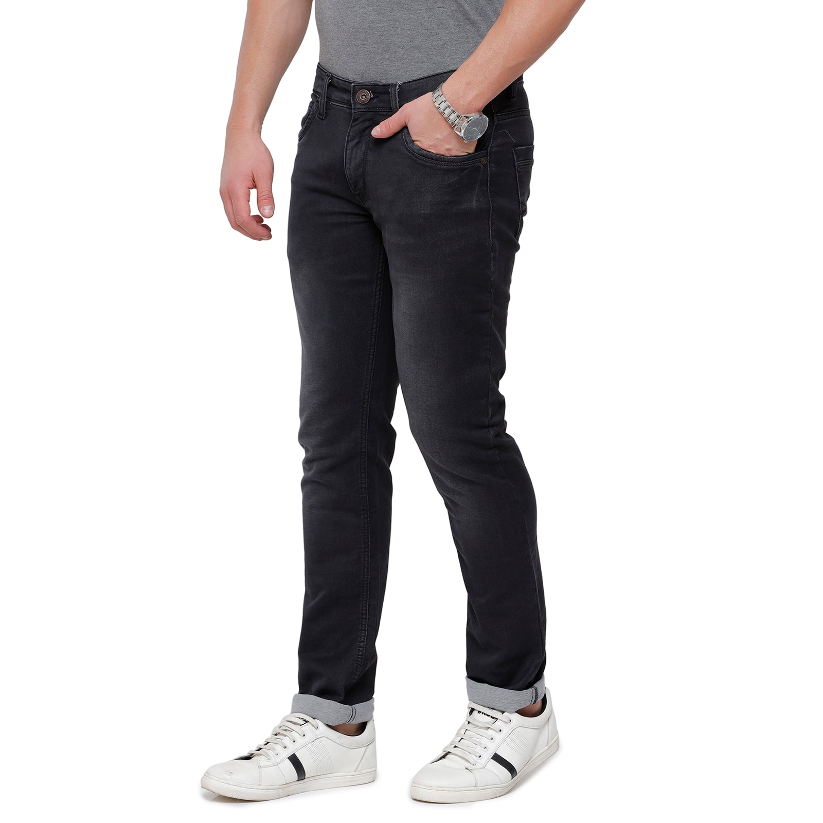 Classic Polo Mens Solid Slim Fit 98% Cotton 2% Lycra Light Grey Fashion Denim ( CPDM2-09A-ELG-SL-LY_30INCH ) Jeans Classic Polo 